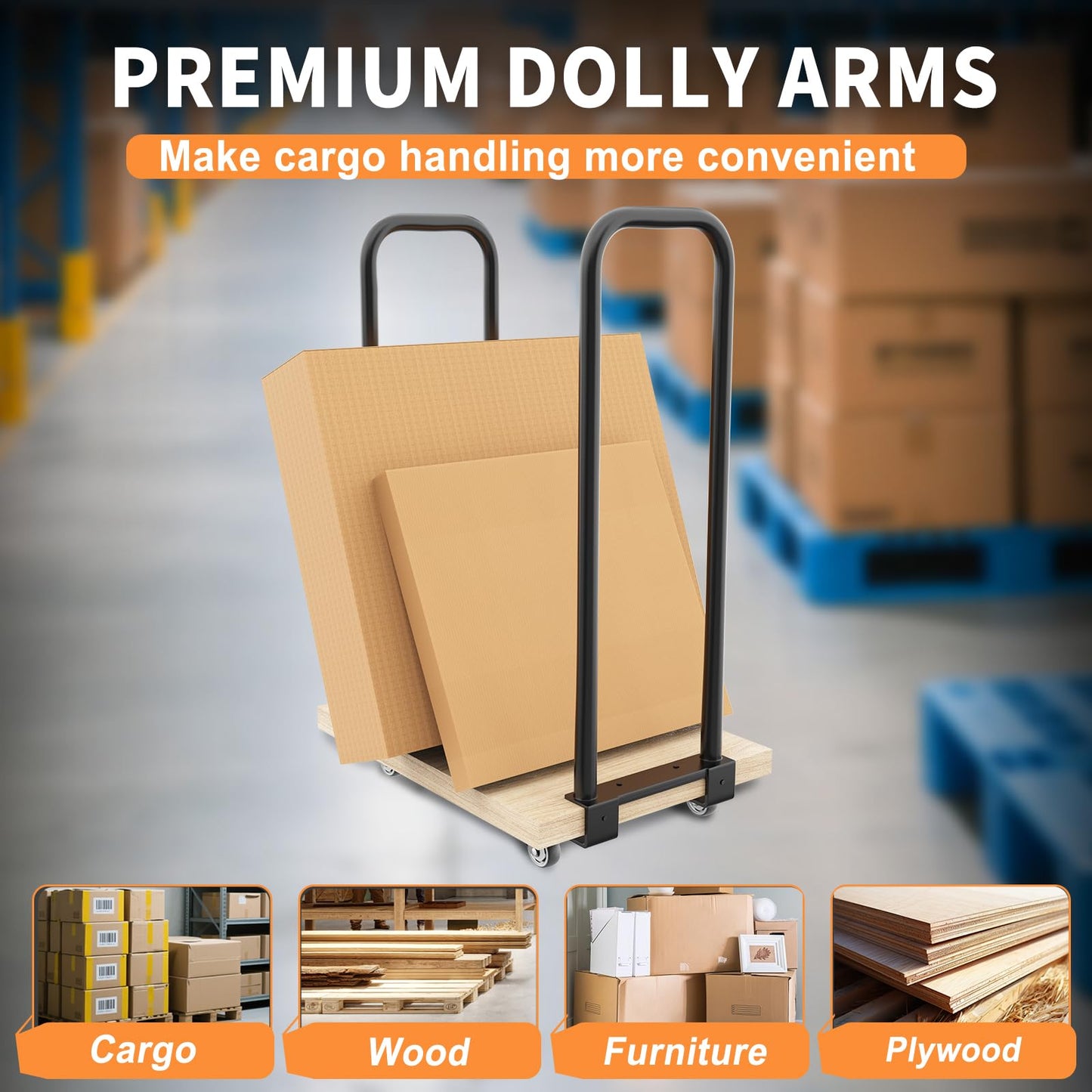 Cart Handle Dolly Converter 12.8 Inch Width x 28 Inch Height Multifunctional Converter Arms 500LBS Capacity Panel Dolly Handling Equippment， Mattress Mover