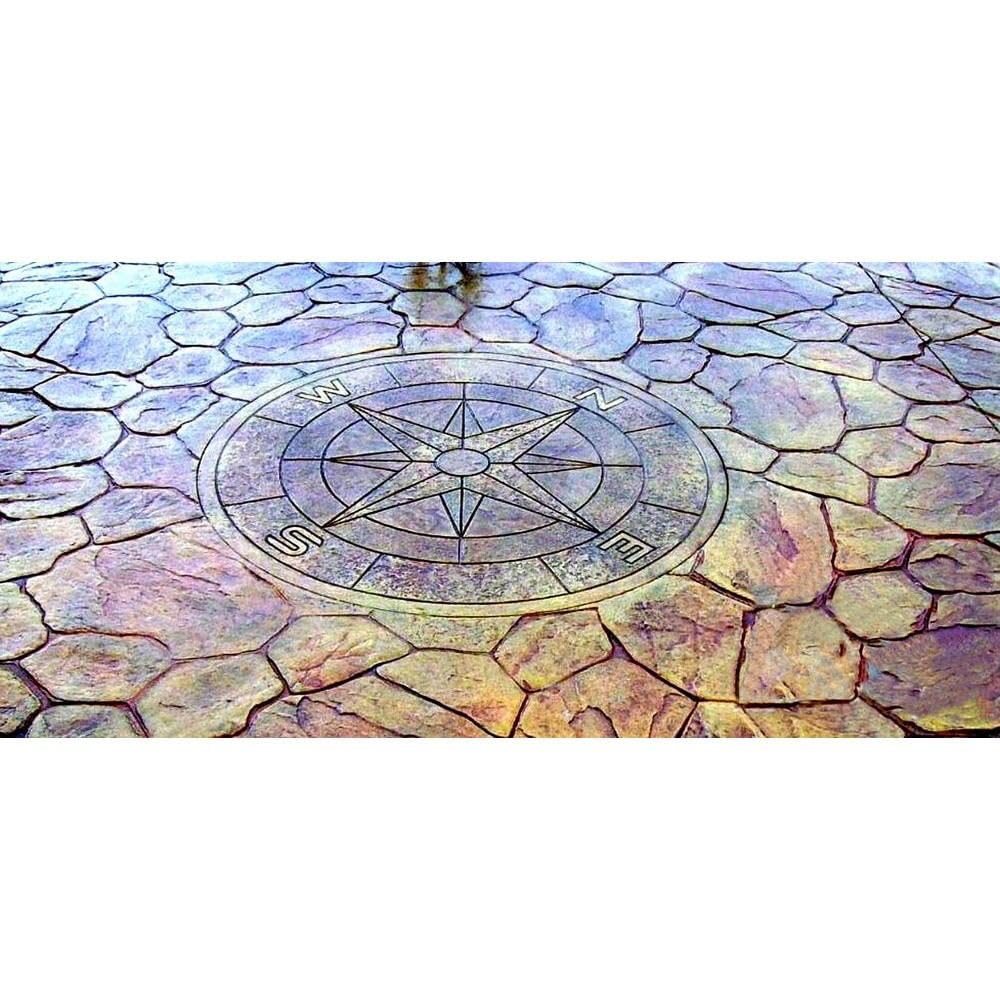 “Round Compass Big” Concrete Stamp – 39" Polyurethane Flexible Mold for Stamping Cement, Plaster, mat for Printing, Decorative Texture Tool for Horizontal & Vertical Surfaces, Durable & Reusable