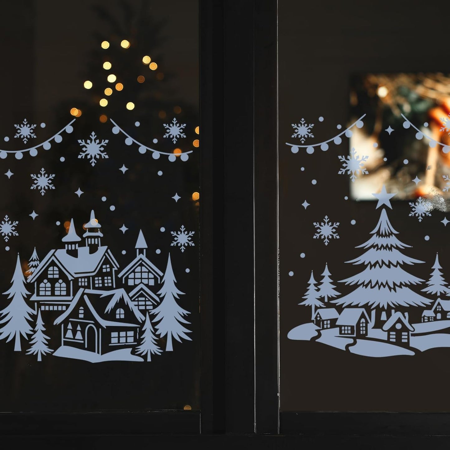 Skiennix 12 Pcs Christmas Stencils - Large Reusable Holiday Templates for DIY Window Decor | 13.78 x 11 Inch