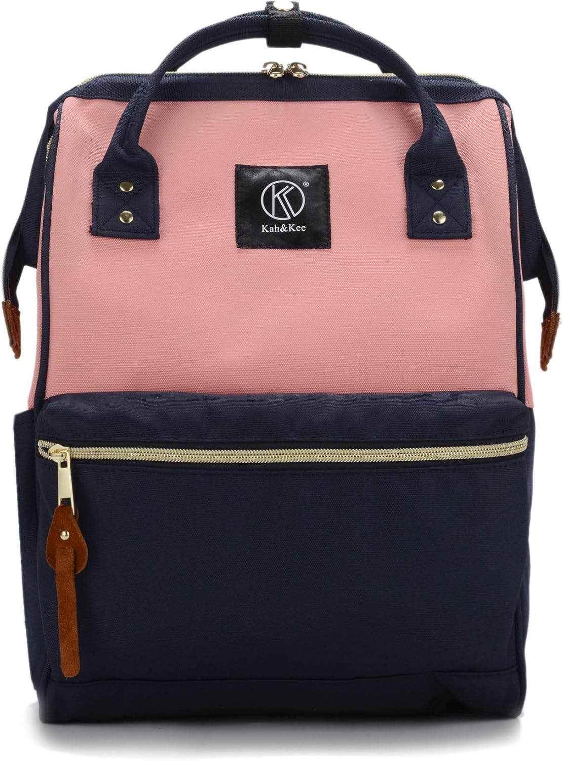 Backpack Kah&Kee Polyester Travel Functional Anti-theft School Laptop for Women Men (Pink* Navy, Medium)