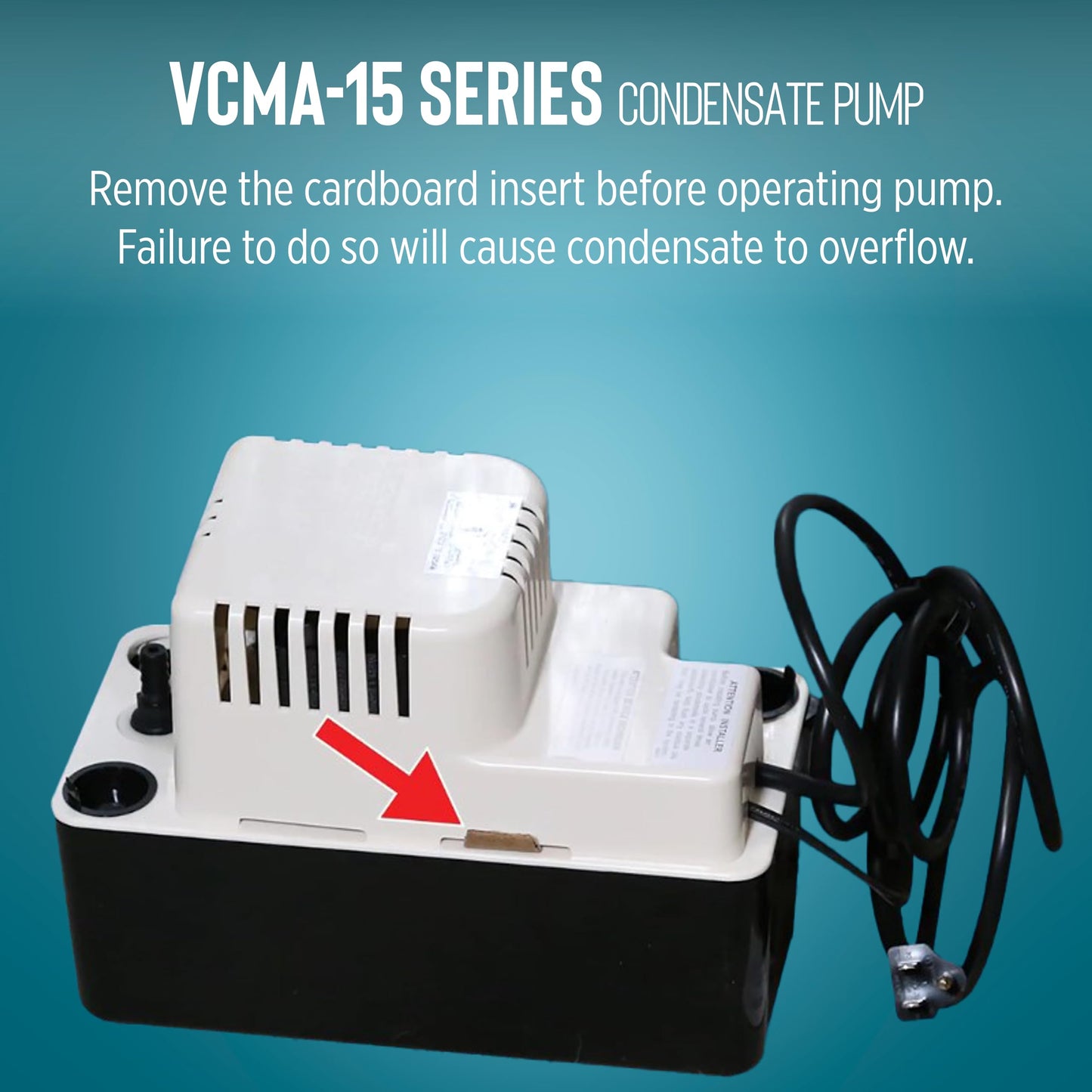 Little Giant VCMA-15ULT 115 Volt, 65 GPH, 1/50 HP Automatic Condensate Removal Pump with Tubing (no safety switch), Black/White, 554411