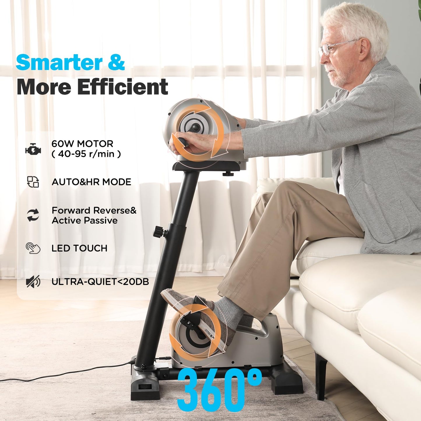 Phyciser Motorized Exercise Bike for Physical Therapy with Leg Support & Stroke Hand Brace - Arm Leg Pedal Exerciser|Rehabilitation Equipment |Assists Legs, Knees, Feet and Arms|Seniors & Disabled