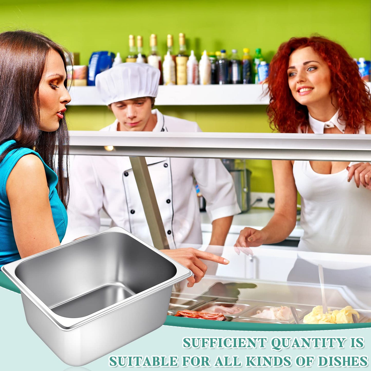 Zubebe 4 Pcs Hotel Pans Stainless Steel Steam Table Pan 1/2 Half Size 6 Inch Restaurant Steam Table Pan Deep Metal Food Tray Commercial Food Pans for Restaurant Party Buffet Catering