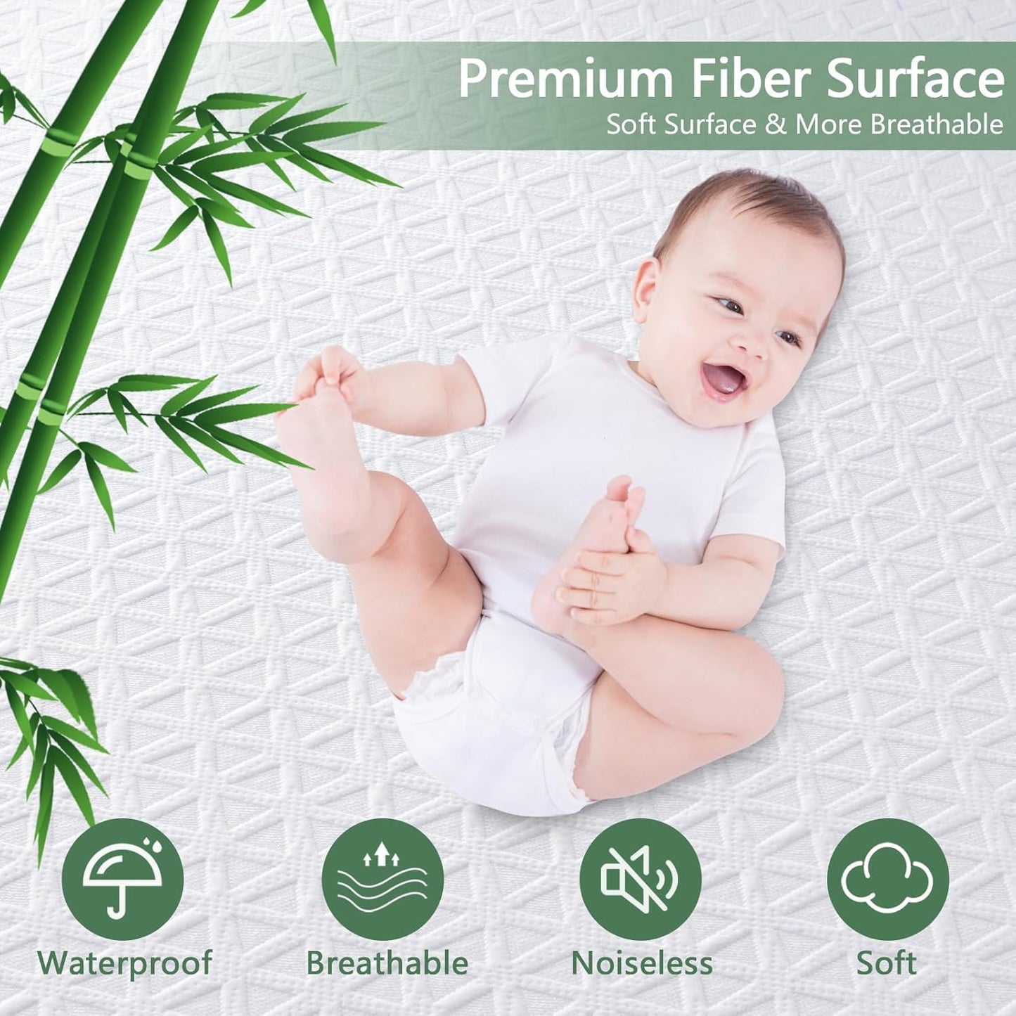Premium Waterproof Mattress Protector - Queen Size Breathable Cooling Bed Cover | Soft, Noiseless & Washable