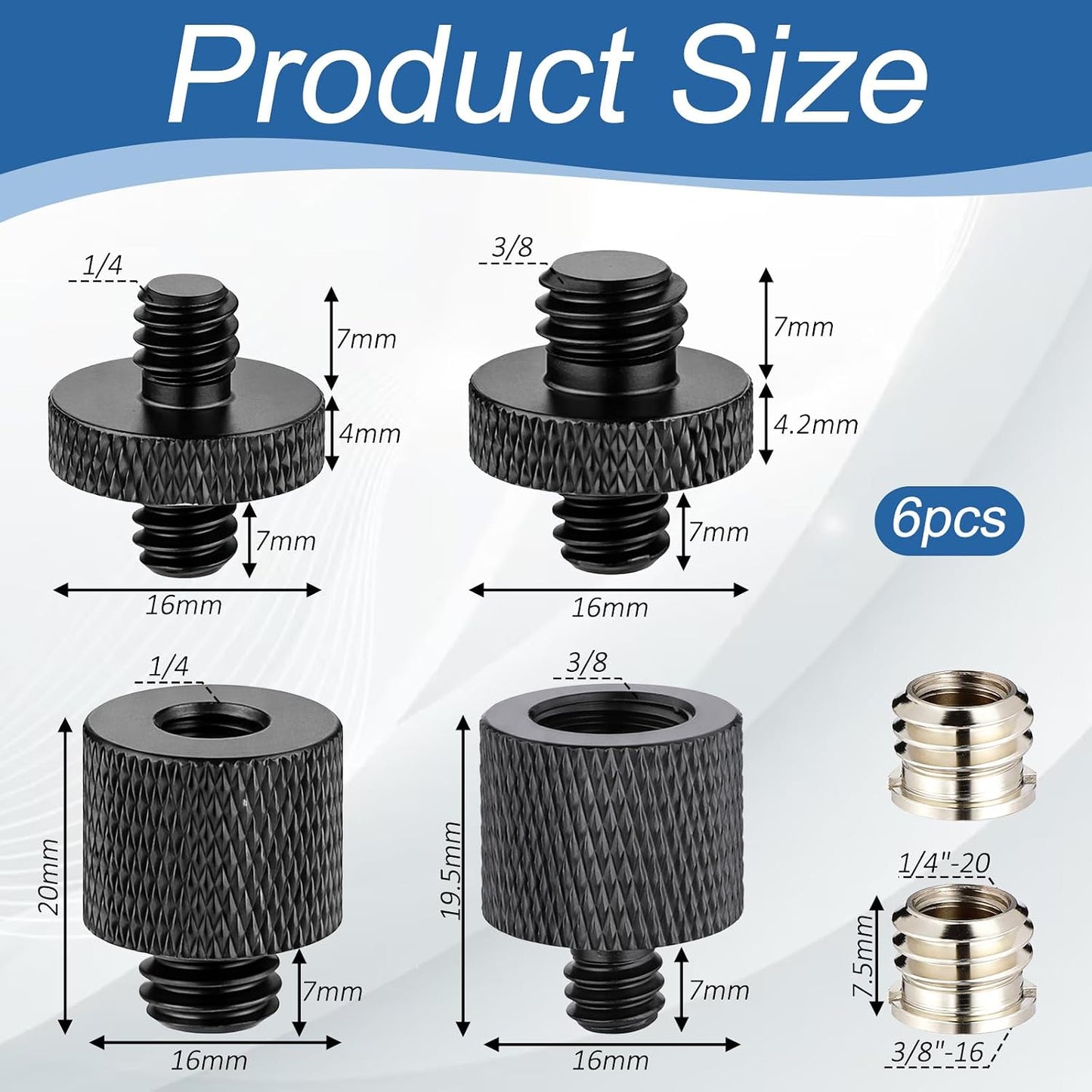 JJUNW 6Pcs Tripod Adapter, Camera Screw Adapter, Stand Adapters Threaded Converter Tripods Mount Adapters, Tripod