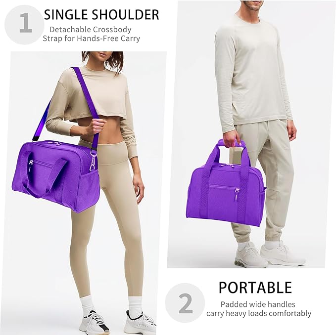 SeaRock 14 inch Small Gym Bag, Mini Duffel Bag for Women & Men, Carry On Lightweight for Travel Sport - Purple
