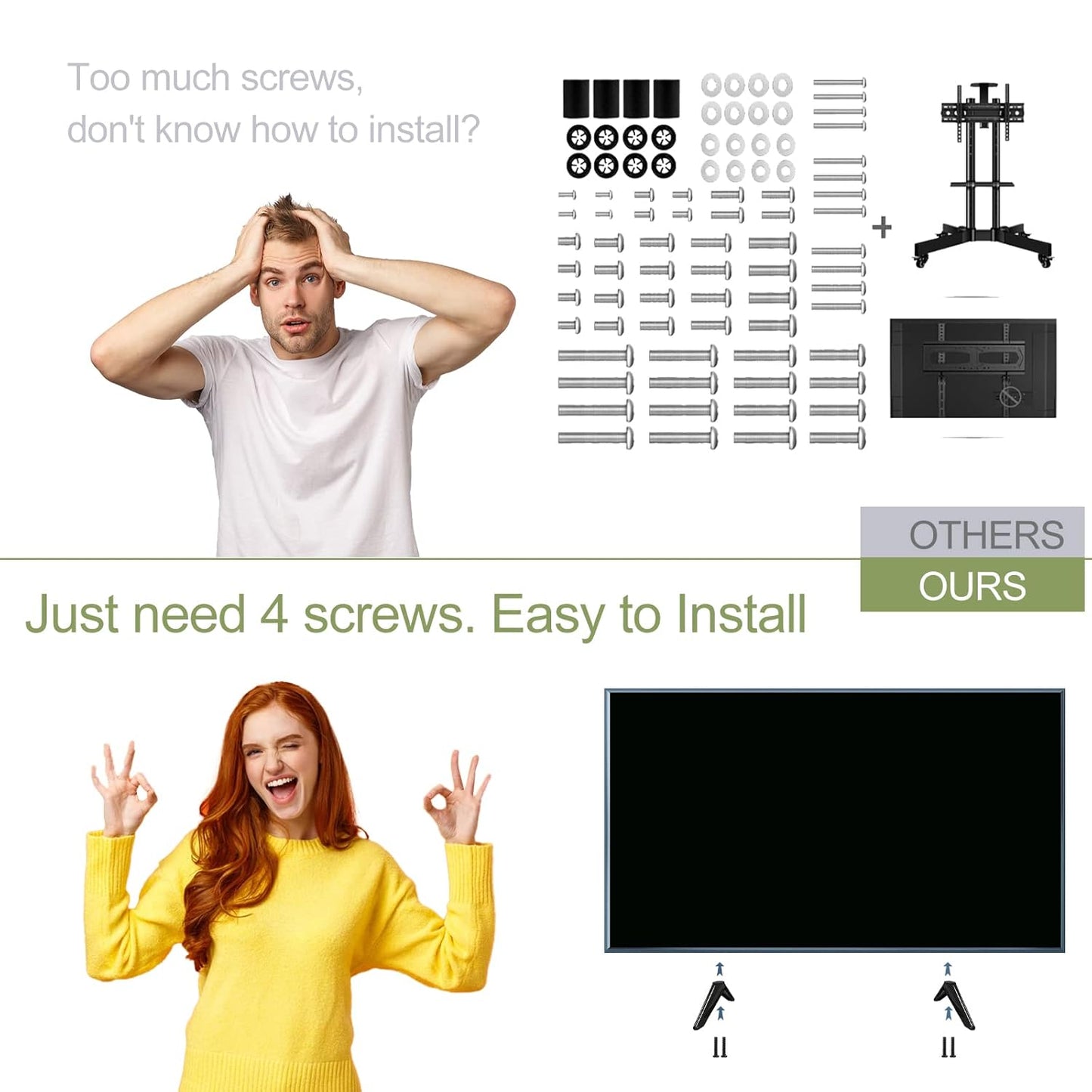 Maozhren TV Stand Screws and Washers for All TV Stand Legs Screws Kit for TCL Hisense Samsung LG Vizio JVC Onn Sony