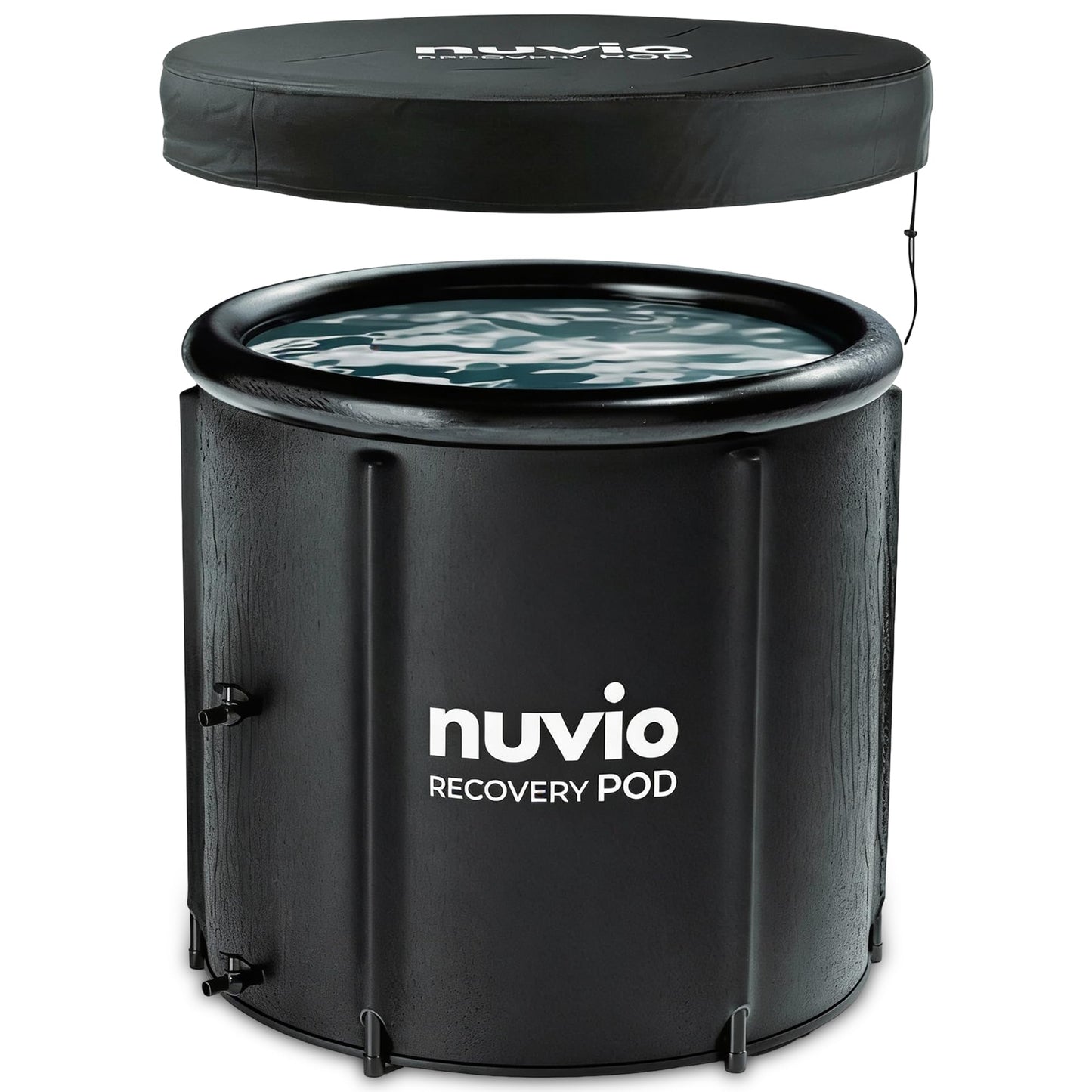 Nuvio Portable Ice Bath Tub - Inflatable, Cold Plunge Tub 87 Gallons, Full Body Plunge with Lid & Drain, Fits Up to 6'10", Indoor/Outdoor Cold Therapy