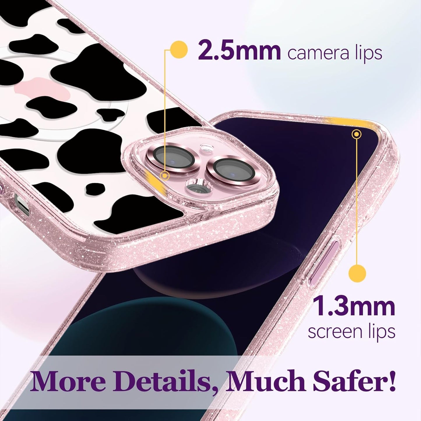 casevivid 15 6.1" Magnetic for iPhone Magsafe Case Cute Aesthetic - Glitter Pink Phone Case with Camera Protector