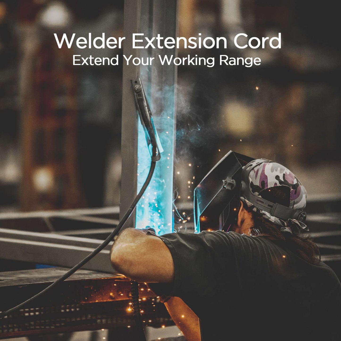 50FT 220V 50AMP Welder Extension Cord, 8 Gauge Heavy Duty Industrial NEMA 6-50 Welding Machine Cord with Lighted End for MIG TIG
