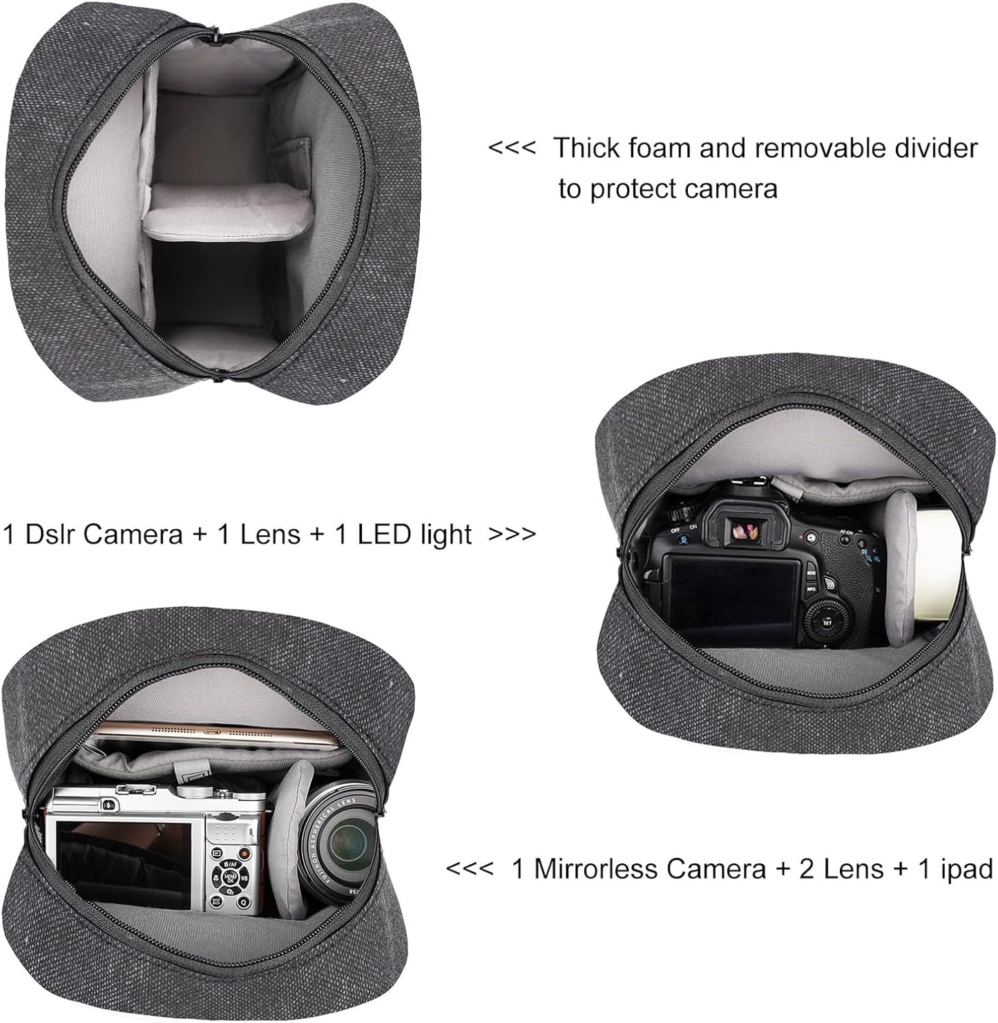 TULLIO Small Camera Bag, Lightweight Camera Sling Bag Waterproof DSLR/Mirrorless Crossbody Case with Rain Cover