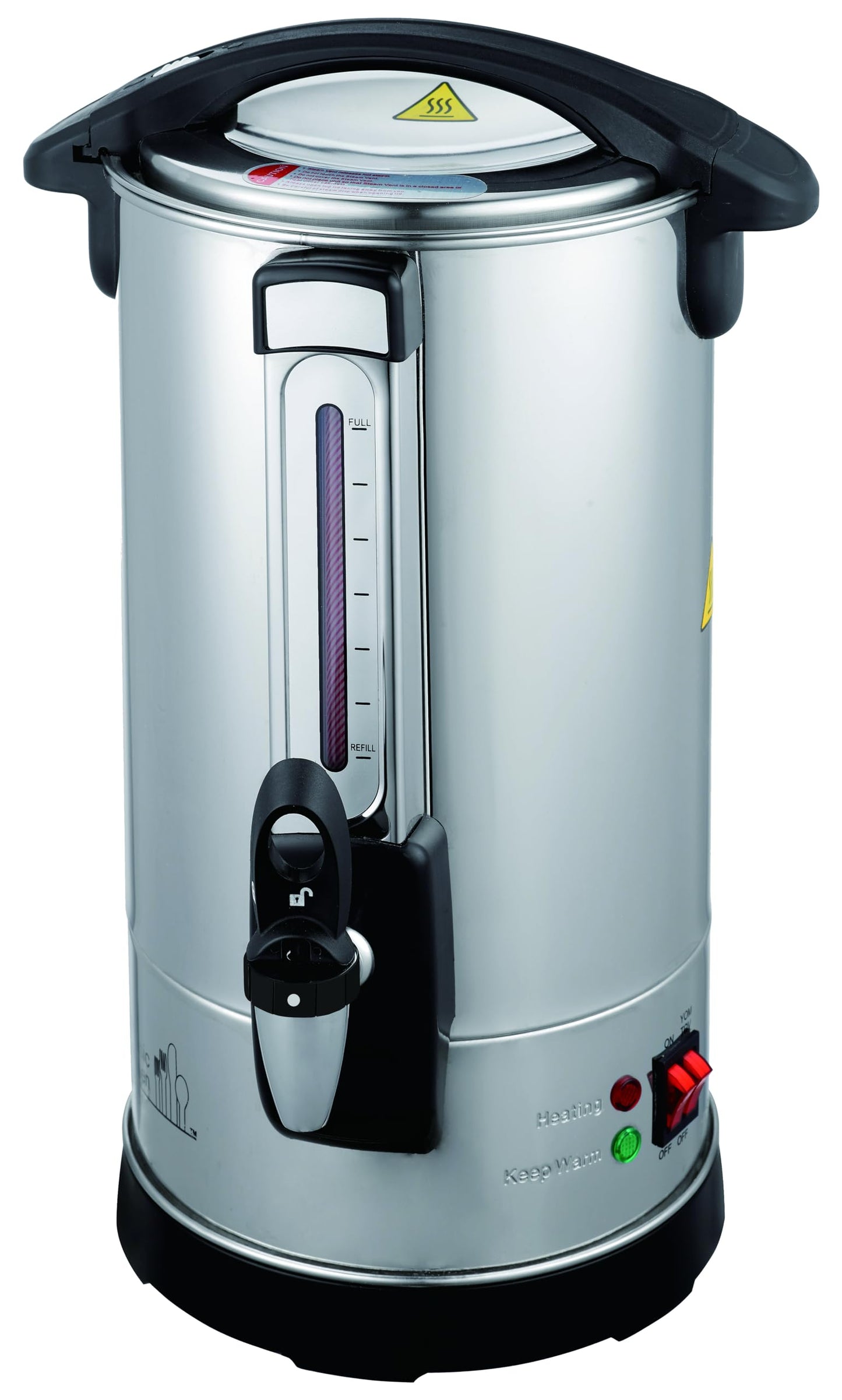 ClassicKitchen® 40 Cup Hot Water Boiler Urn with Twisloc™ Safety Locking Tap, Stainless Steel Spout, Stainless Steel Double Wall Circuit Board Heating System allows Instant Reboil.