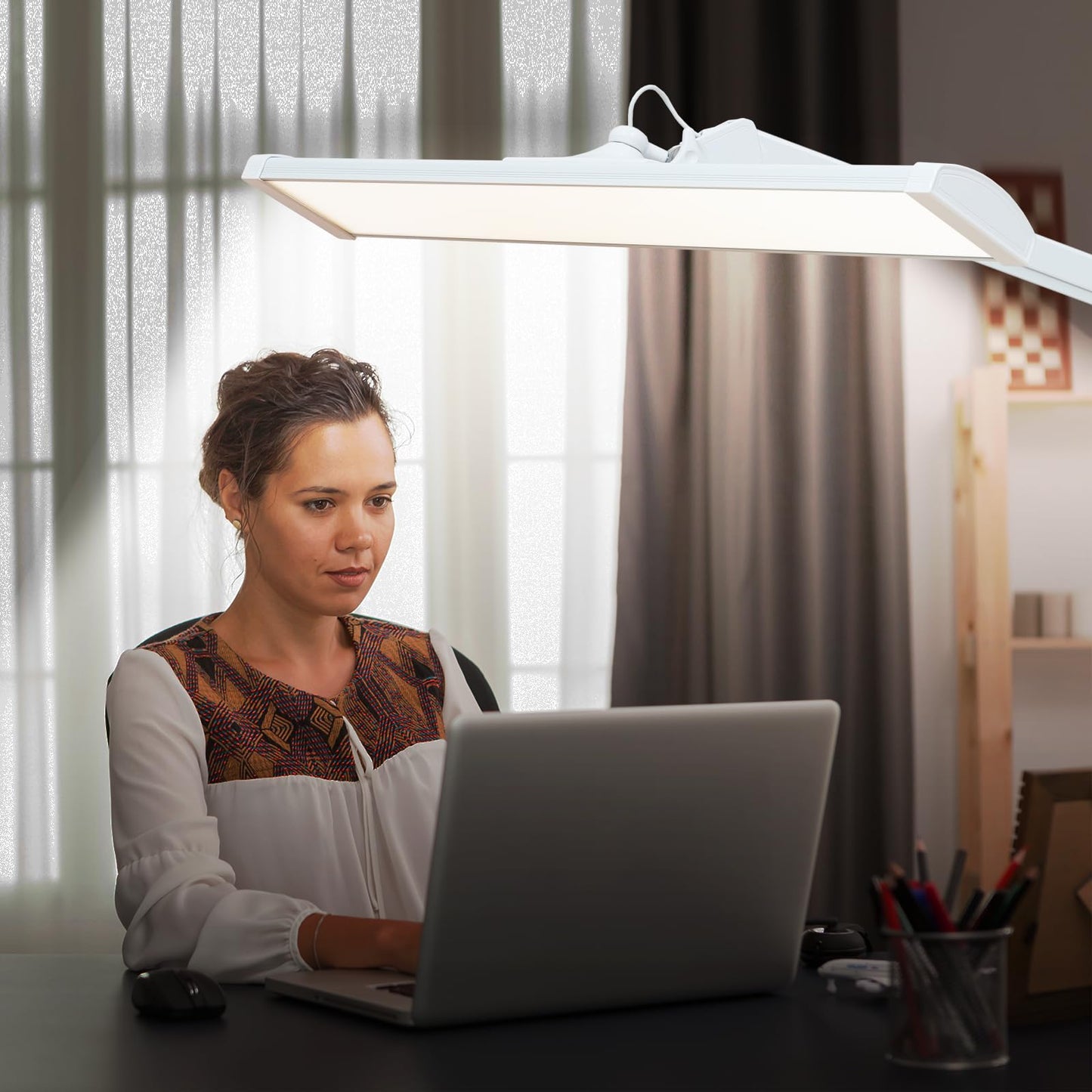 bemelux LED Architect Desk Lamp with Clamp, Metal Swing Arm 4500 Lumens Dimming Office Table Lamp for Task Work Drafting Reading Desktop, 342PCS Bright LEDs, 50W Workbench Lamp(White)