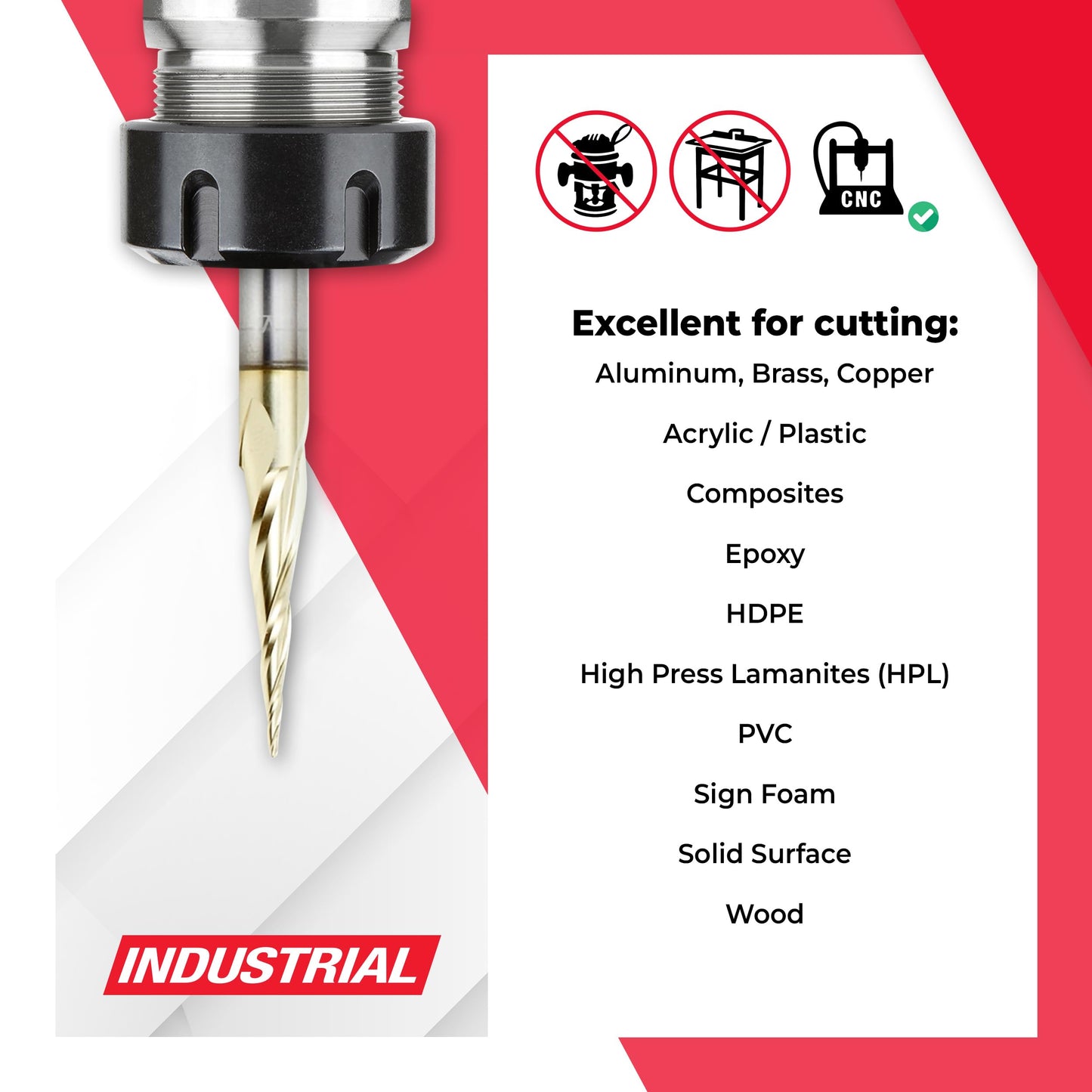Amana Tool AMS-148 4-Pc CNC 2D and 3D Carving Ball Nose ZrN Coated SC 1/4 Inch SHK Router Bit Collection Includes 46280 (1/32) 46282 (1/16) 46286 (1/8) & 46294 (1/4 D.)