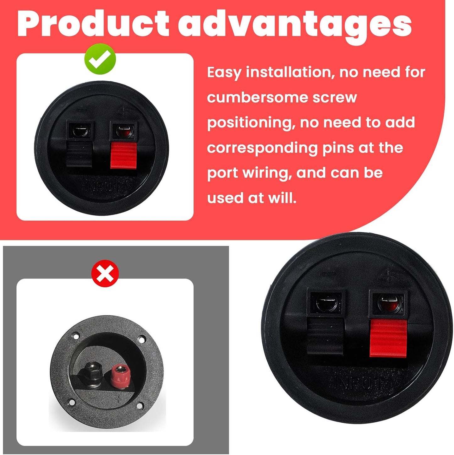 Zyghjort 2 PCS Speaker Terminals, Sub Box Terminals Speaker Box Terminal Cup Subwoofer Box Speaker Terminal Plates