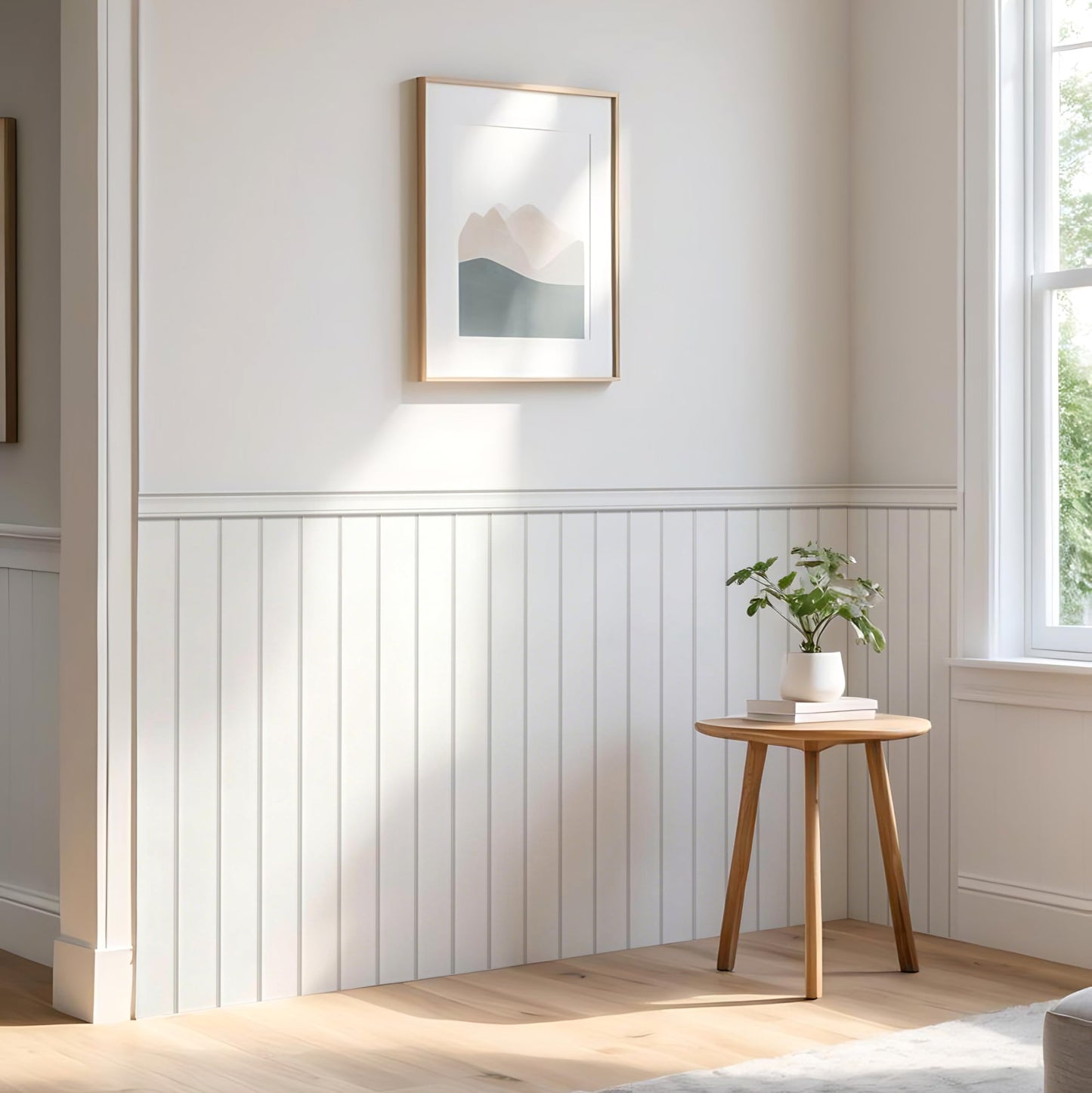janasse PS Wainscoting Wall Panel Kit, 8PCS 38.7” x 9.65” Decorative Wall Panels, Paintable Waterproof PS Panels for Living Room, Dining Room & Hallway – Easy DIY, Covers 20.7 Sq.Ft(White)