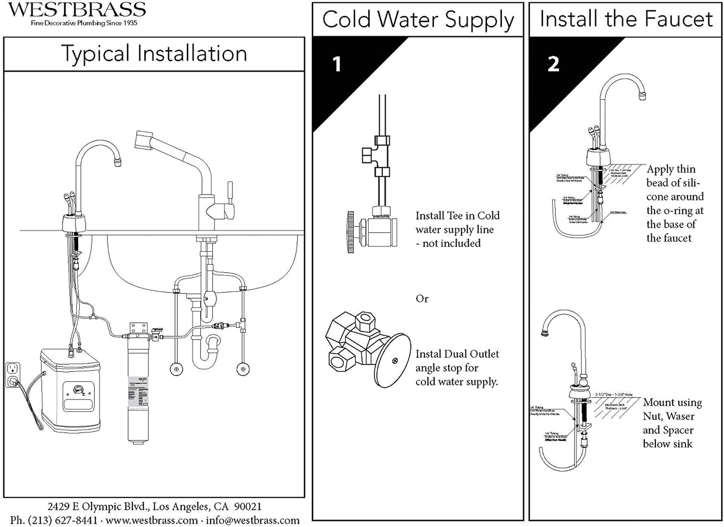 Westbrass D271-NL-07 Velosah 9" 1-Handle Hot Water Dispenser Faucet (Tank sold separately), Satin Nickel