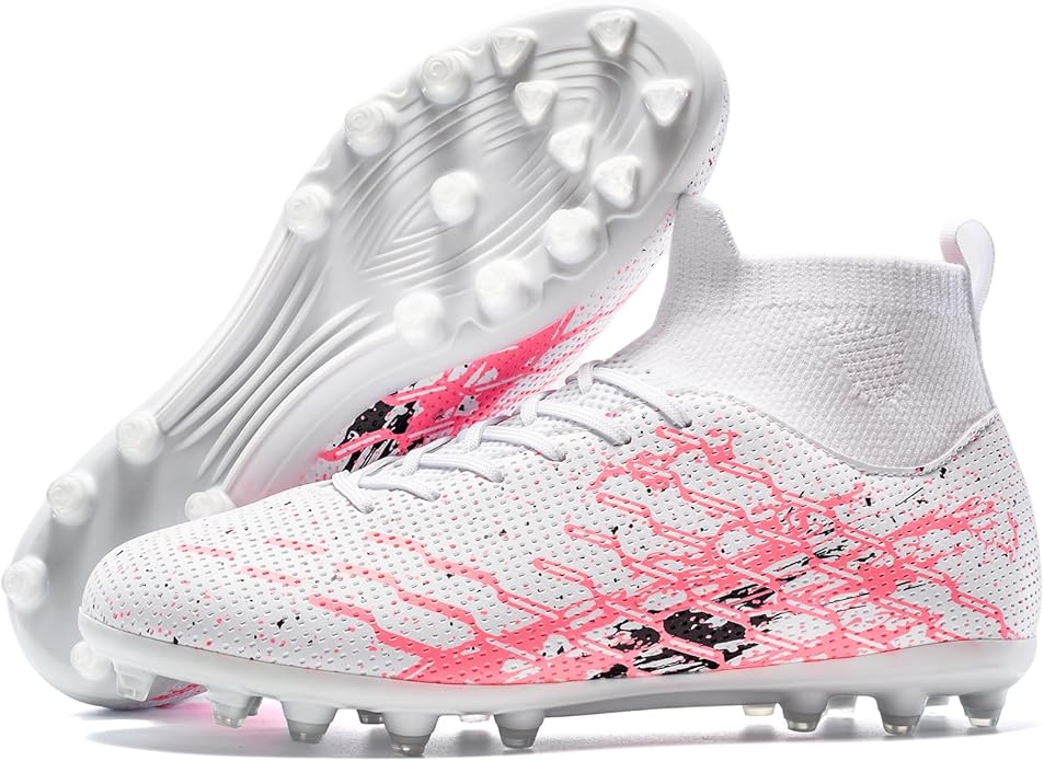 Unisex Soccer Cleats Lightweight No-Tie Lacing System Multi-Surface Football Shoes with Ankle Support for Beginners to Advanced Players