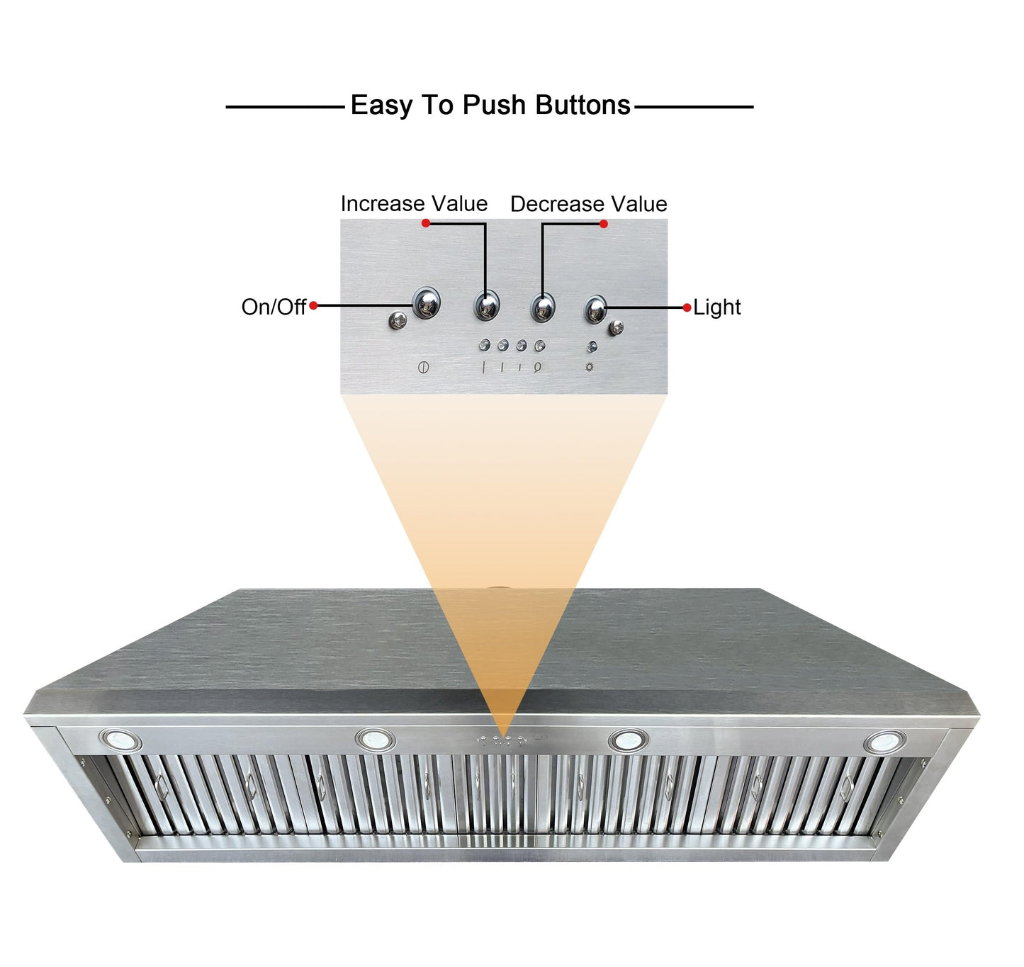 60-inch Range Hood Insert, CT Copper Tailor Built-In Vent Hood Ducted with 4-Speed Fan, 1260 CFM, LED Light, Dishwasher-safe Baffle Filter, in Stainless Steel