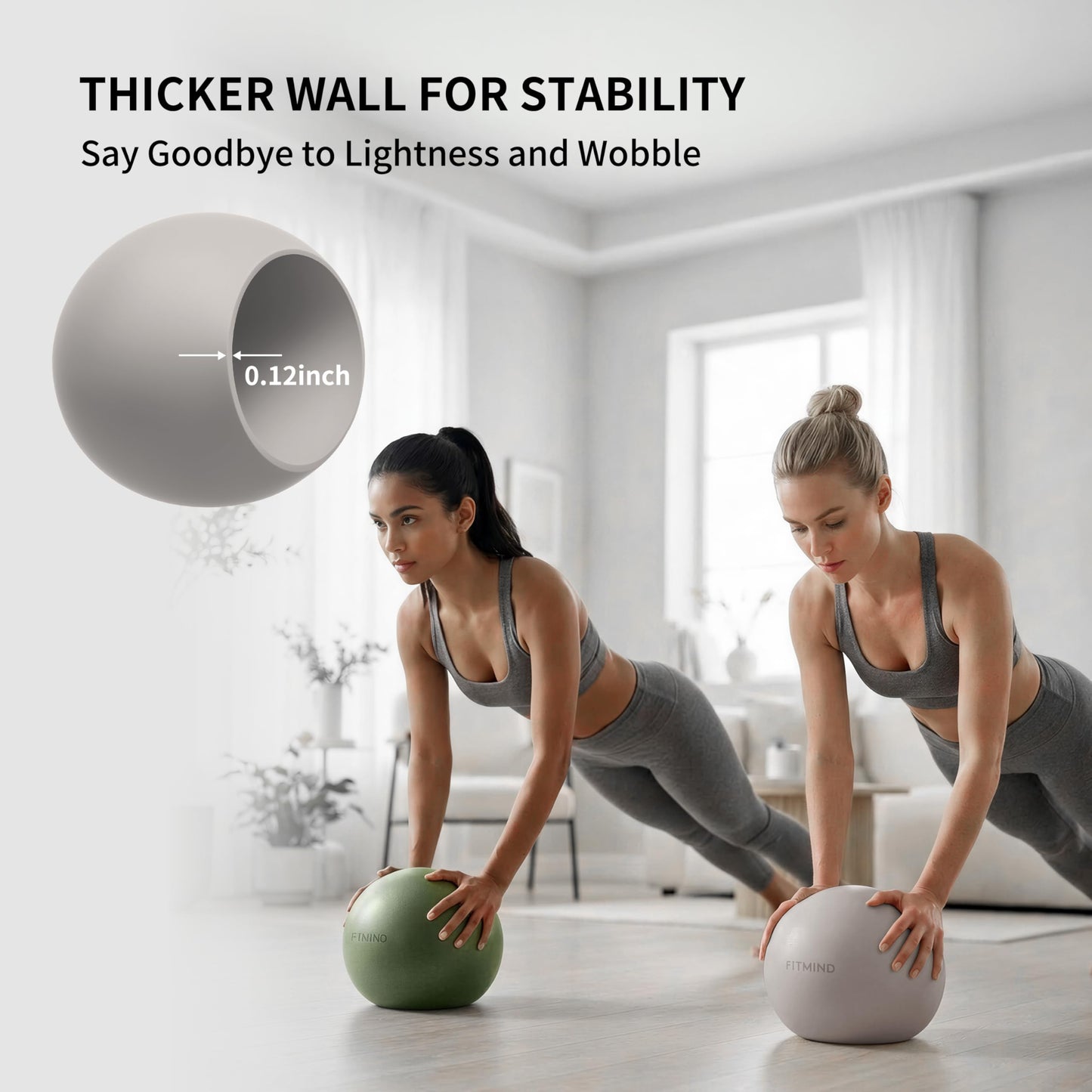 FITMIND Pilates Ball 8 inch, Small Yoga Ball Extra Thick, Mini Pilates Ball with Pump, Non-Slip Surface Small Exercise Ball for Physical Therapy, Stretching, Strength & Core Training