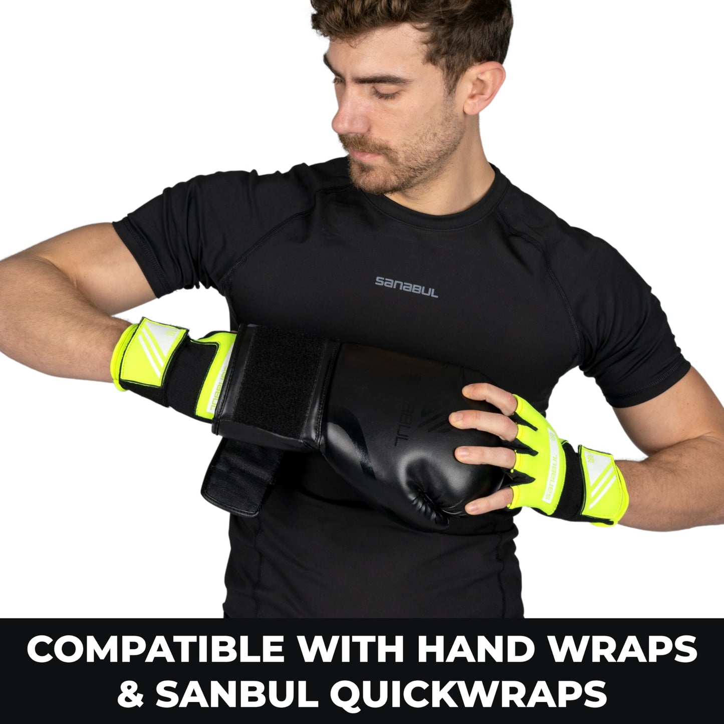Sanabul Essential Gel Boxing Gloves for Men & Women, Kickboxing MMA, Muay Thai Gloves and Heavy Bag Training Punching & Sparring, Black/Green 12 oz