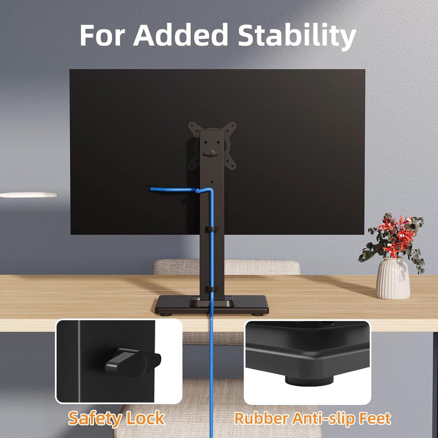 suptek 13 Inch 43 Inch 50, 75, 100mm Single LCD Computer Monitor Free-Standing Desk Stand Mount Riser for to Screen