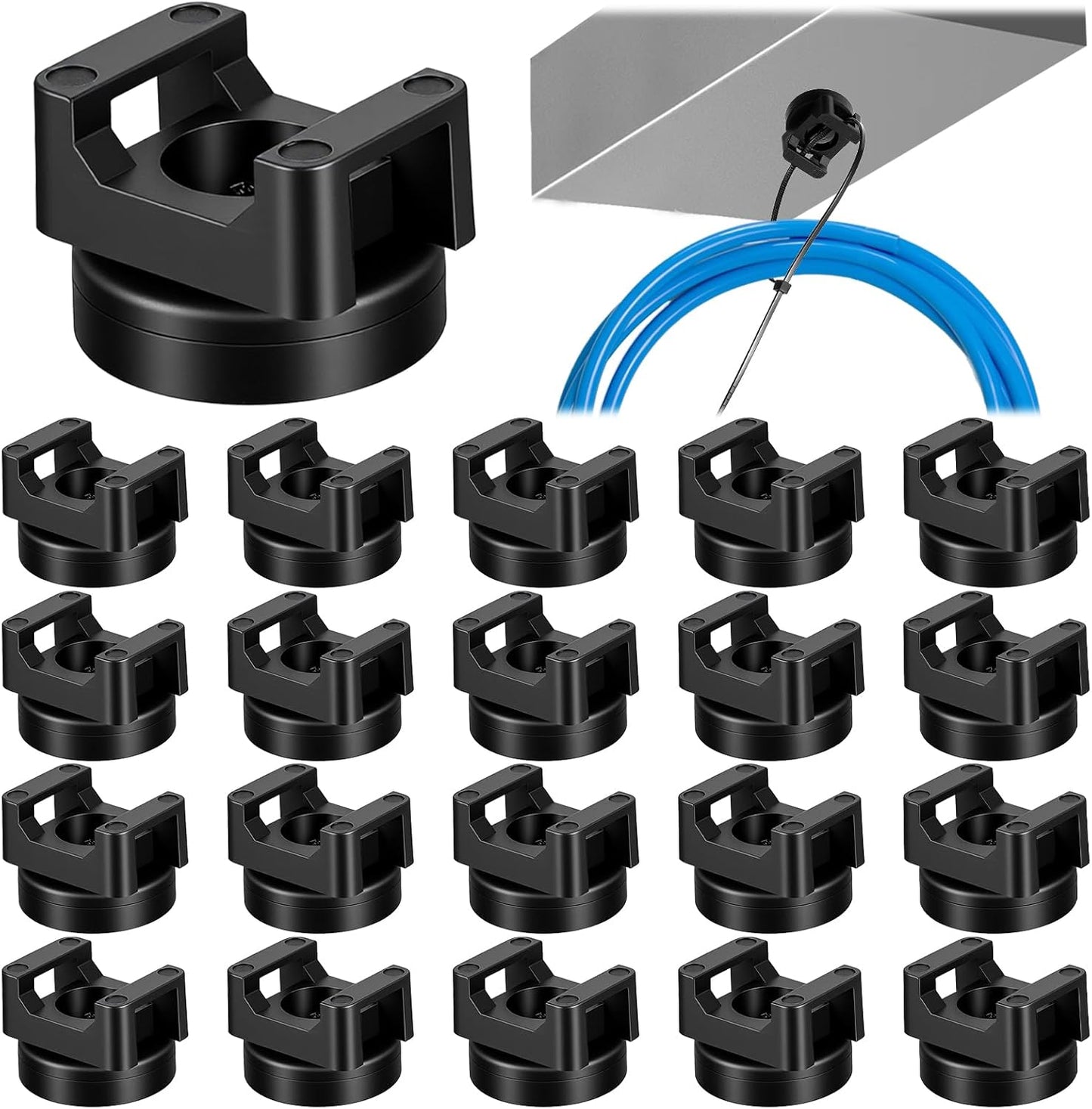 20 Pack Magnetic Zip Tie Mount Heavy Duty Magnetic Cable Zip Tie Base, Tie Mounts, Magnetism Wire Clamps, Magnet Zip