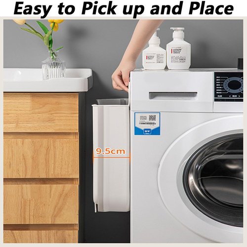 Mcckoys Foldable Hanging Laundry Baskets with Carry Handle Plastic Laundry Hamper Wall Adhesive Hanging Storage Basket Dirty Clothes Storage Bin Multi-function Storage Container Combo 2-piece Set
