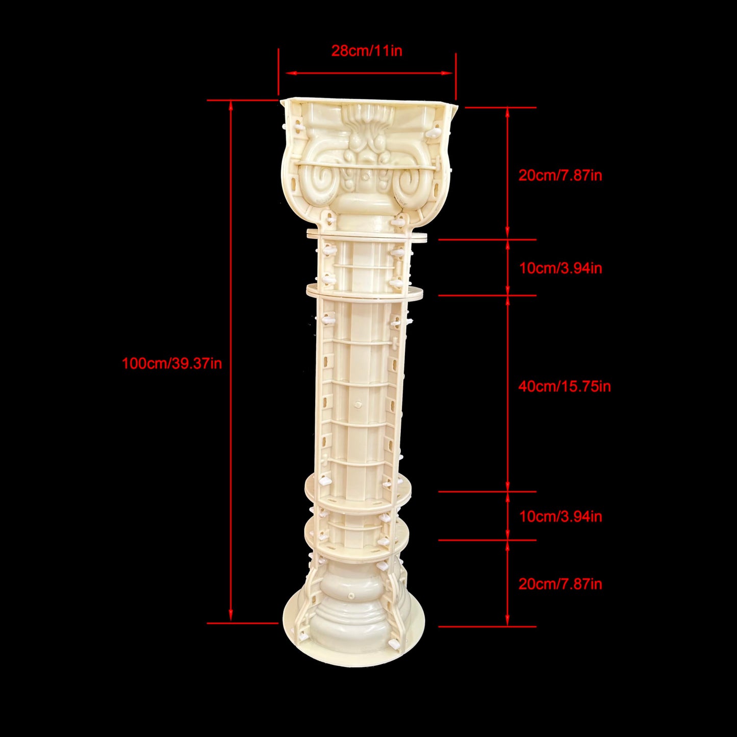 HaiAng Mould Roman Column Mold Cement Round Column European Villa gate Plastic Building Template Smooth Round Column Mold 15 Diameter Height 100cm/39.37in, White, HA001a