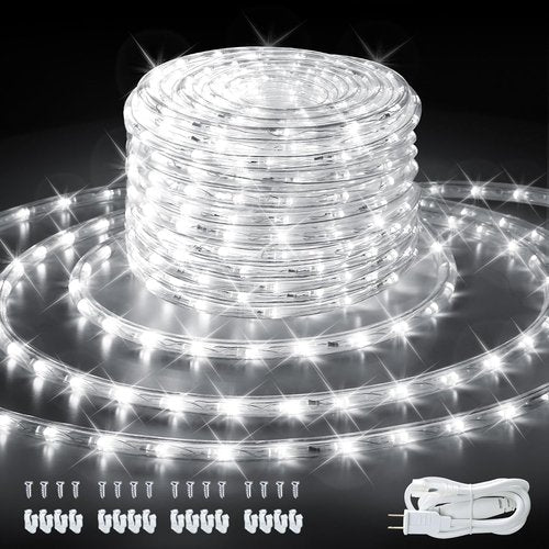 **Skiennix LED Rope Lights - Waterproof 33ft Cool White Decorative Lighting | Flexible & Connectable for Indoor/Outdoor Use**