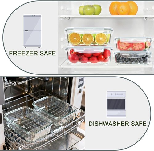 KOMUEE Large Glass Food Storage Containers Set - 4 Pack, Airtight, BPA-Free, Oven & Microwave Safe