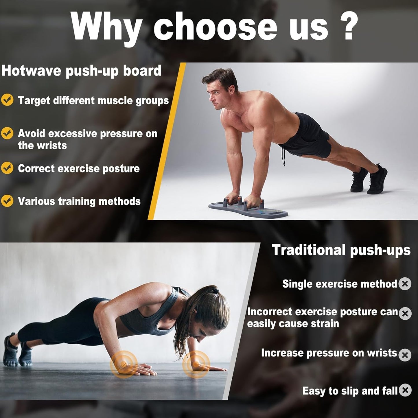 HOTWAVE Portable Push Up Board, Foldable 20 in 1 Pushup Board for Men at Home Gym, Pushup Handles for Chest Muscle Exercise Strength Training Equipment