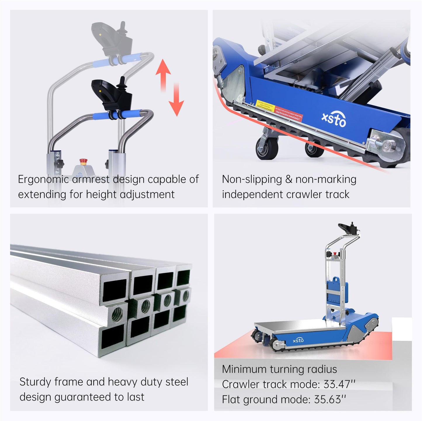 XSTO CT50 AI Electric Stair Climbing Robot, 925lbs Heavy Duty Load Capacity, LiDAR Obstacle Avoidance, Auto-Balancing Remote Control All-Terrain Material Handling Robot