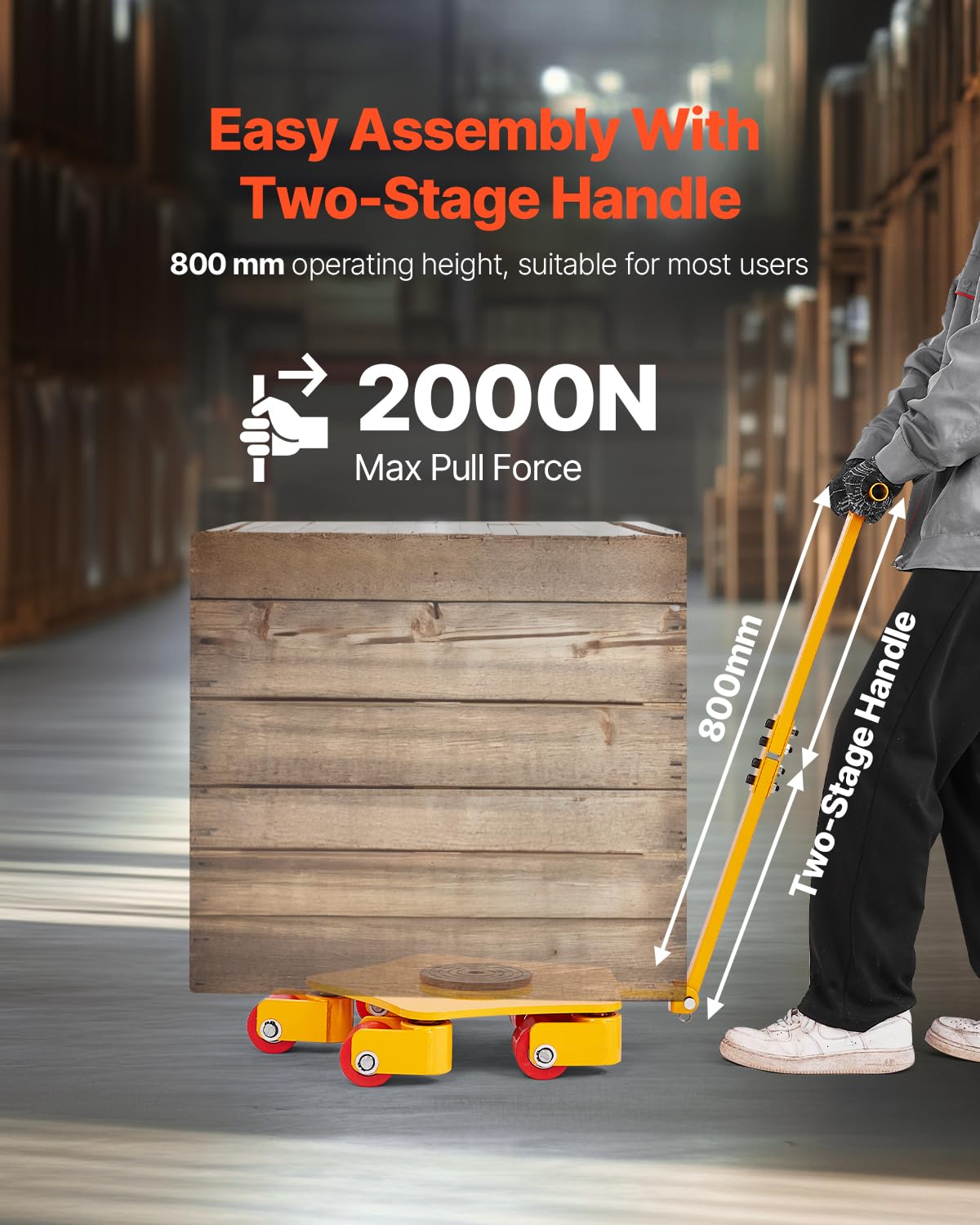 VEVOR Machine Skate, 8800 lbs Machinery Moving Skate, Machinery Mover Skate with 360° Rotation Cap and PU Swivel Rollers, Heavy Duty Industrial Machinery Mover with Handle for Warehouse, Workshop