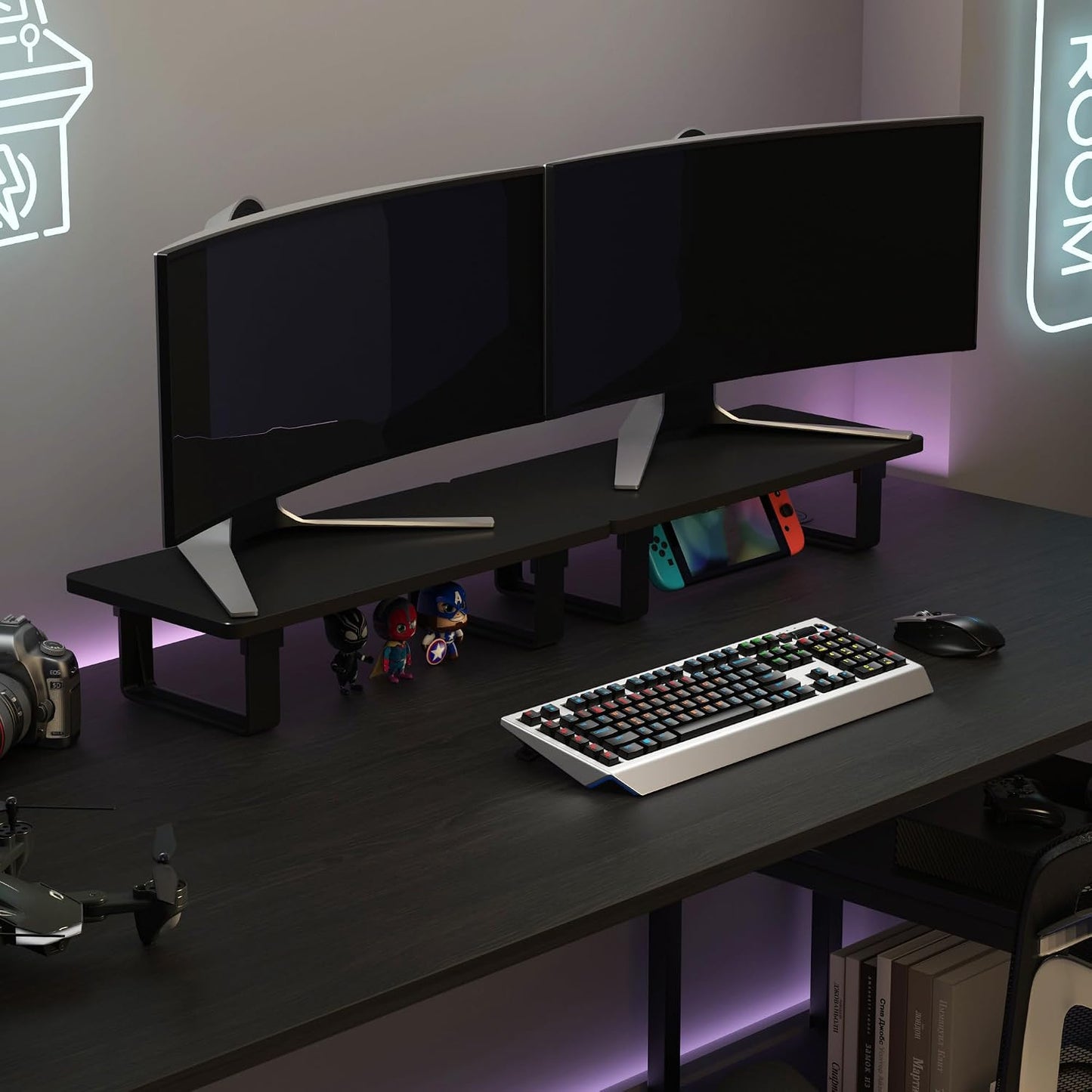 50 LB 1-Step Monitor Stand Riser with Capacity, Stable Wood Computer Monitor Stand for Desk Organizers, Computer Riser