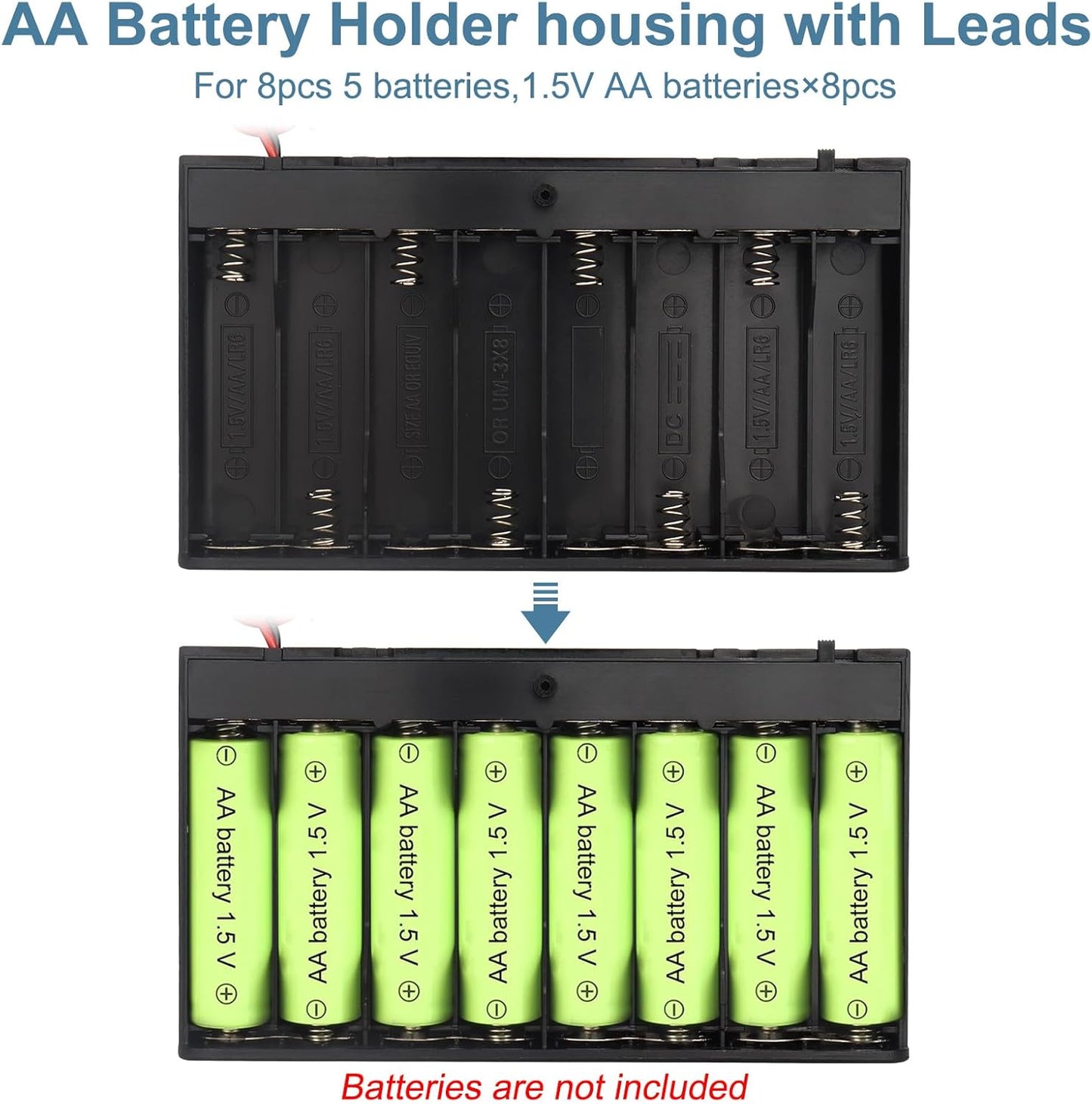 VWEICYY 2 8 Leads,2PCS 8 1.5V x AA Battery Holder housing with x AA Battery Holder Case