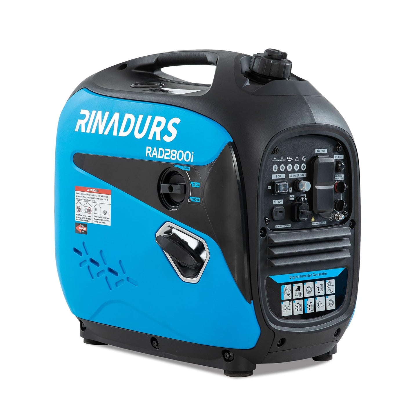 2800 Watt inverter generator, quiet and portable, suitable for home backup power, outdoor camping, and construction sites.EPA Compliant