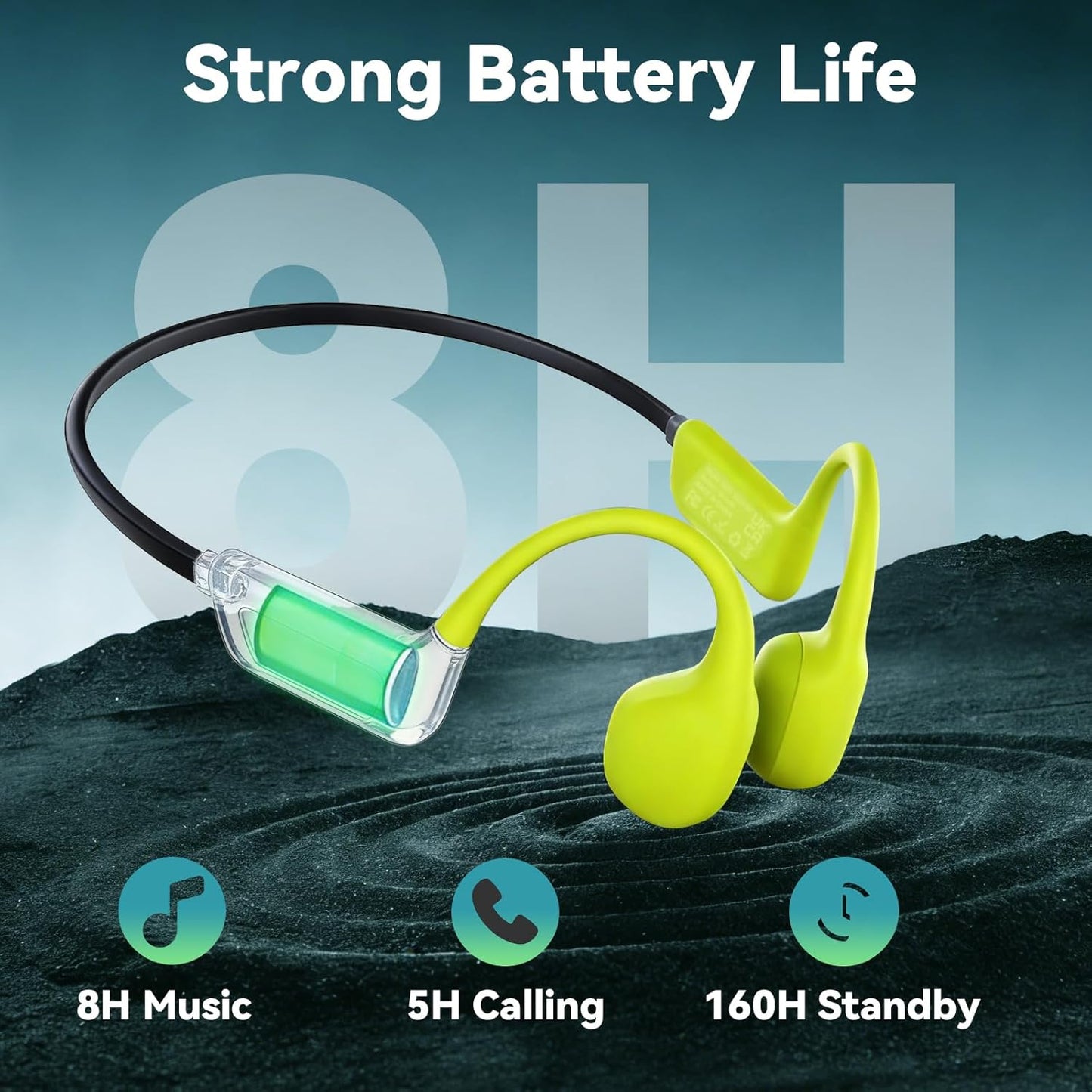 Swimming IPX8 MP3 5.4 Swimming, sunvito Bone Conduction Headphones, Waterproof Open-Ear Sports Headphones with Built