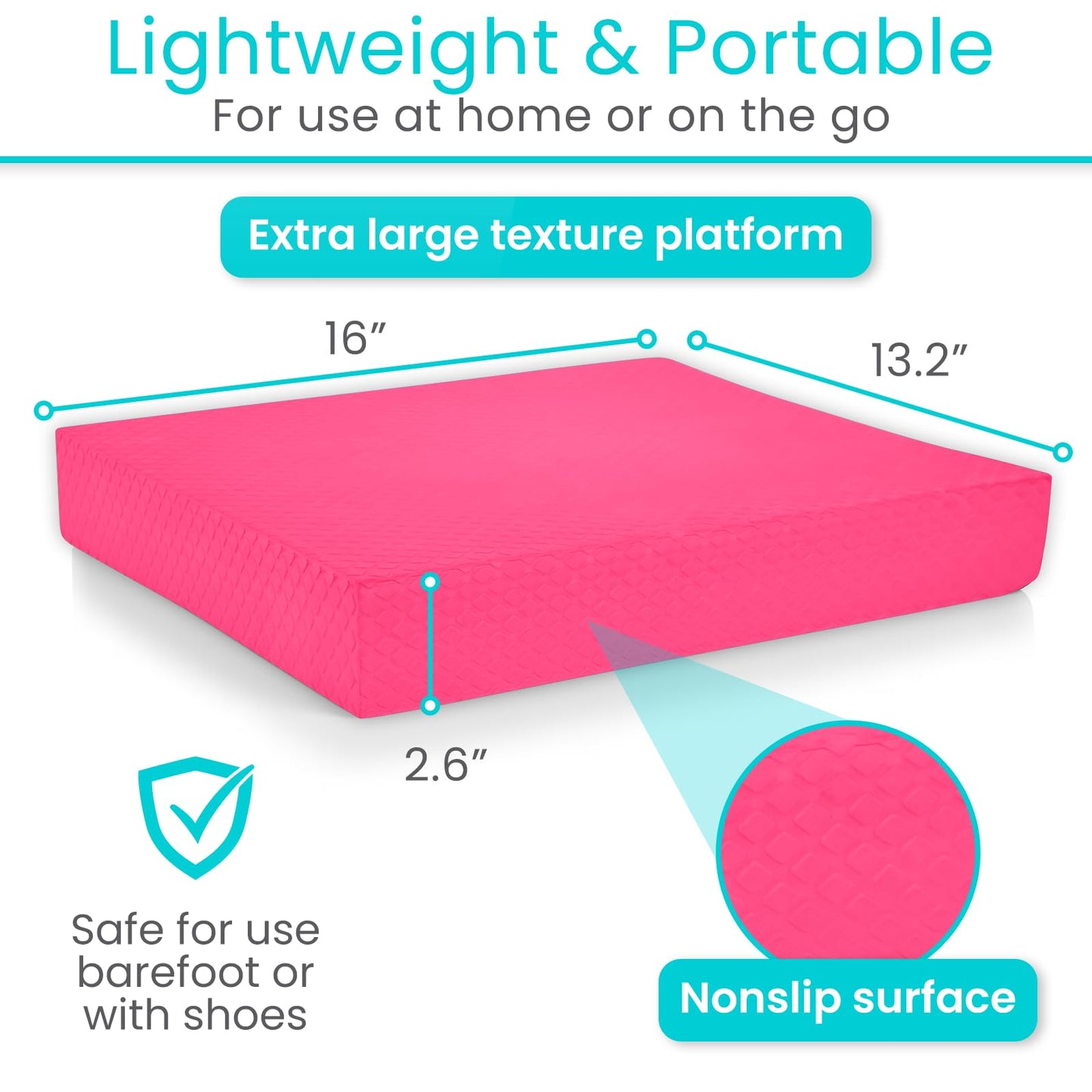 Vive Balance Pad - Foam Board Yoga Mat Block for Physical Therapy, Stability, Workout, Knee and Ankle Exercise - Equipment for Strength Training, Rehab - Large Floor Pad for Adults, Kids