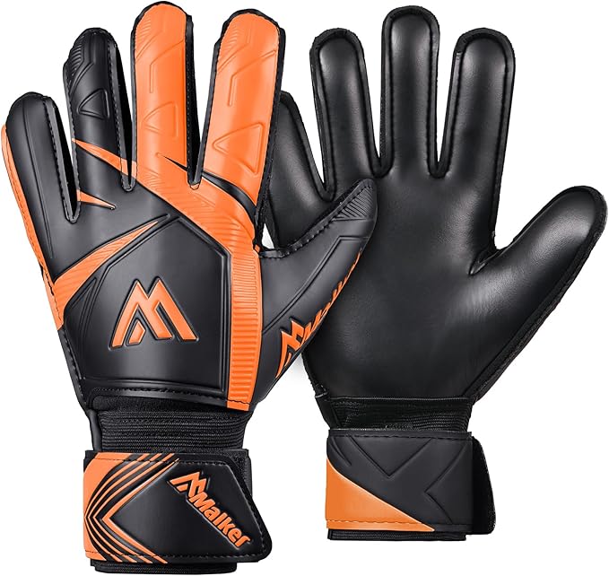 Malker Goalkeeper Gloves Soccer Goalie Gloves with Strong Grips Palms Anti-Slip Latex Breathable Football Gloves for Kids Youth Adult