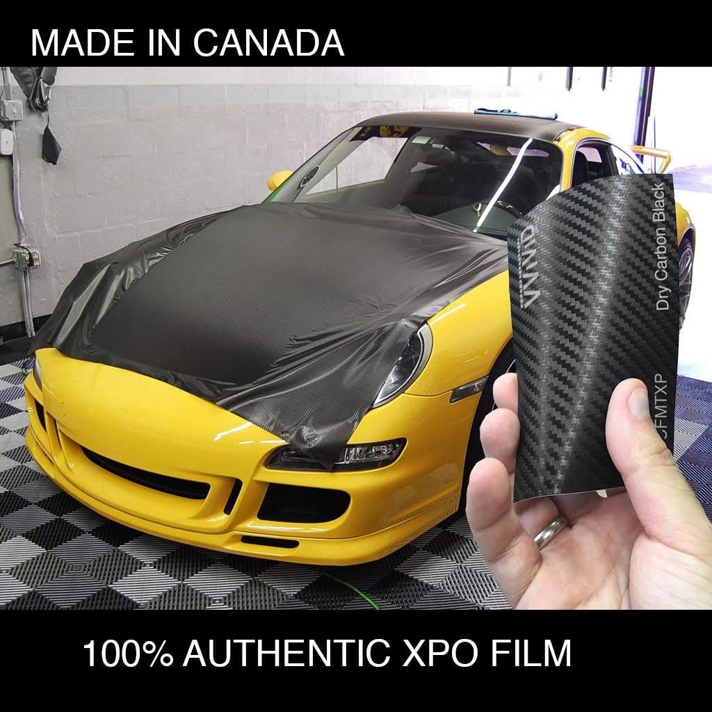 VViViD XPO Black Carbon Fiber (25ft x 5ft) Car Wrap and Yellow Heat Gun, 3M Toolkit Bundle - M0