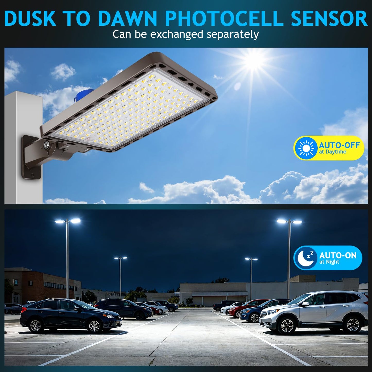 Dream Eeve 350W LED Parking Lot Light Dusk to Dawn Photocell 5000K Commercial Outdoor Area Light IP65 Waterproof 100-277V 52500LM Wall Mount