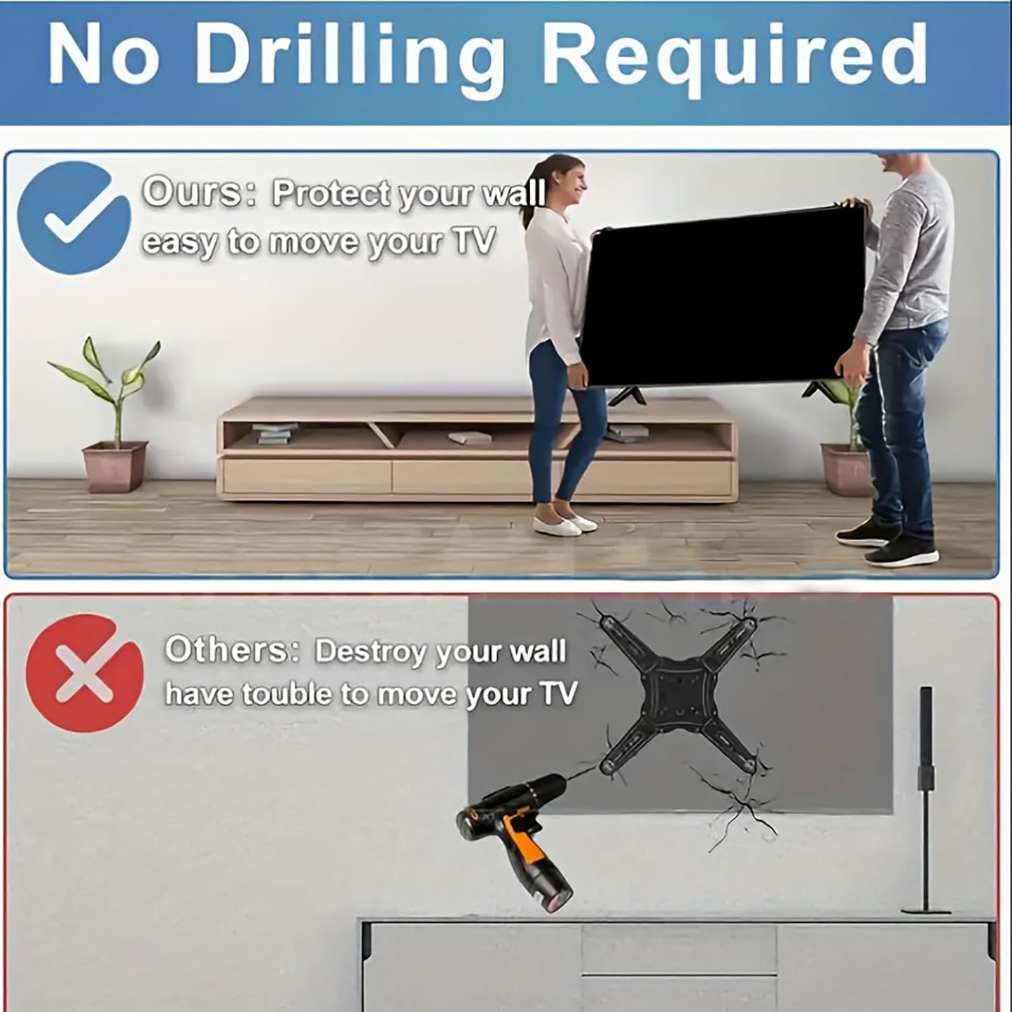 Dranvosk Set 51.18 85.3 Inch Universal TV Stand Legs Replacement Feet and Mount Base with Screw for to Smart TVs, Black