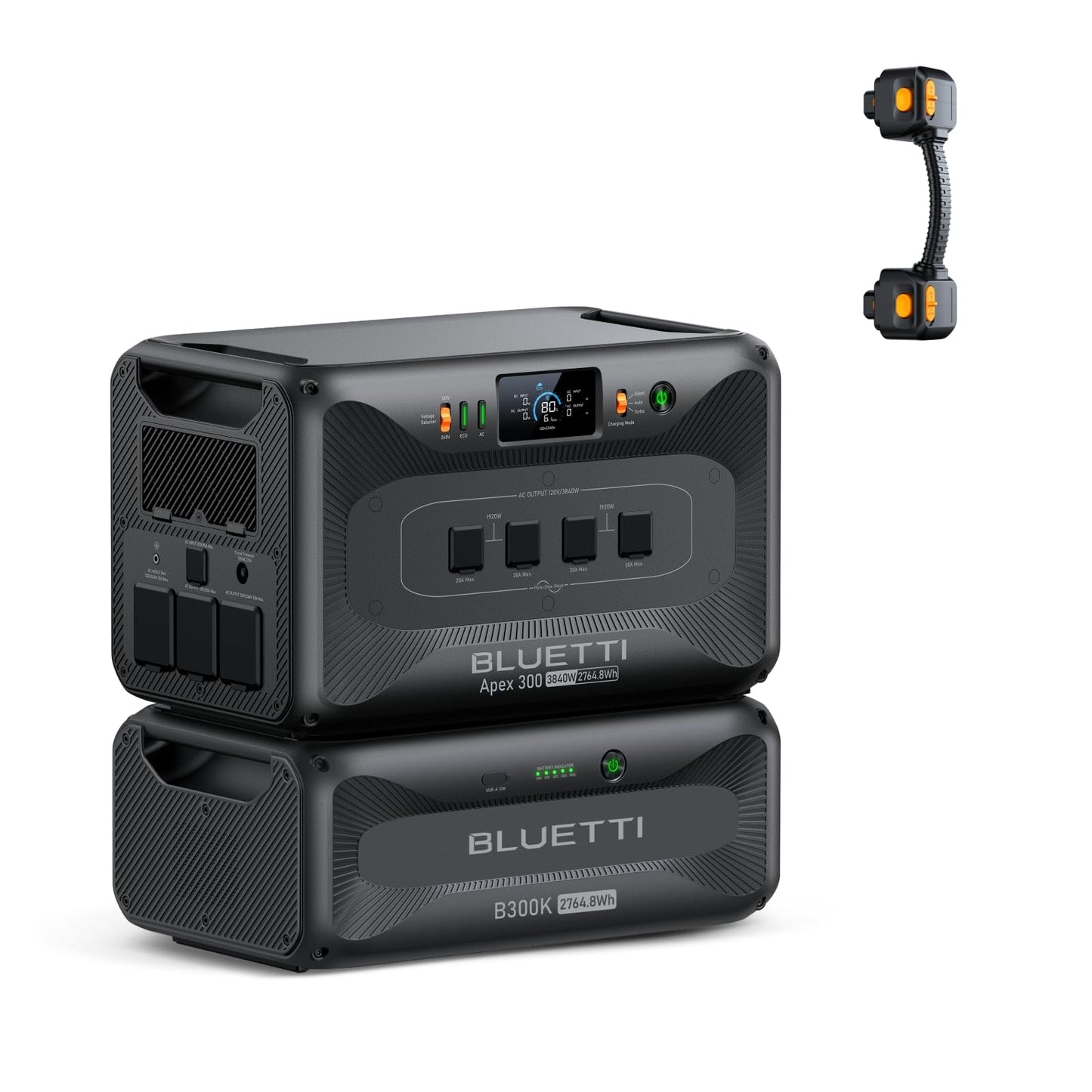 BLUETTI Apex 300 Portable Power Station & B300K Expansion Battery, 5529.6Wh LFP Battery Backup with 6 3840W AC Outlets (7680W Surge), 120V/240V Dual Voltage Output, for Home, RV and Emergencies