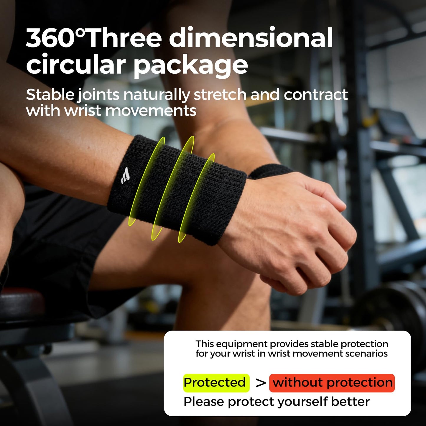 MOON 2 Pairs Breathable Wrist Sweatbands for Men Women, Anti Odor Moisture Wicking Elastic Sports Wristbands for Basketball, Tennis, Cycling, Running, Gym, Working Out, Black