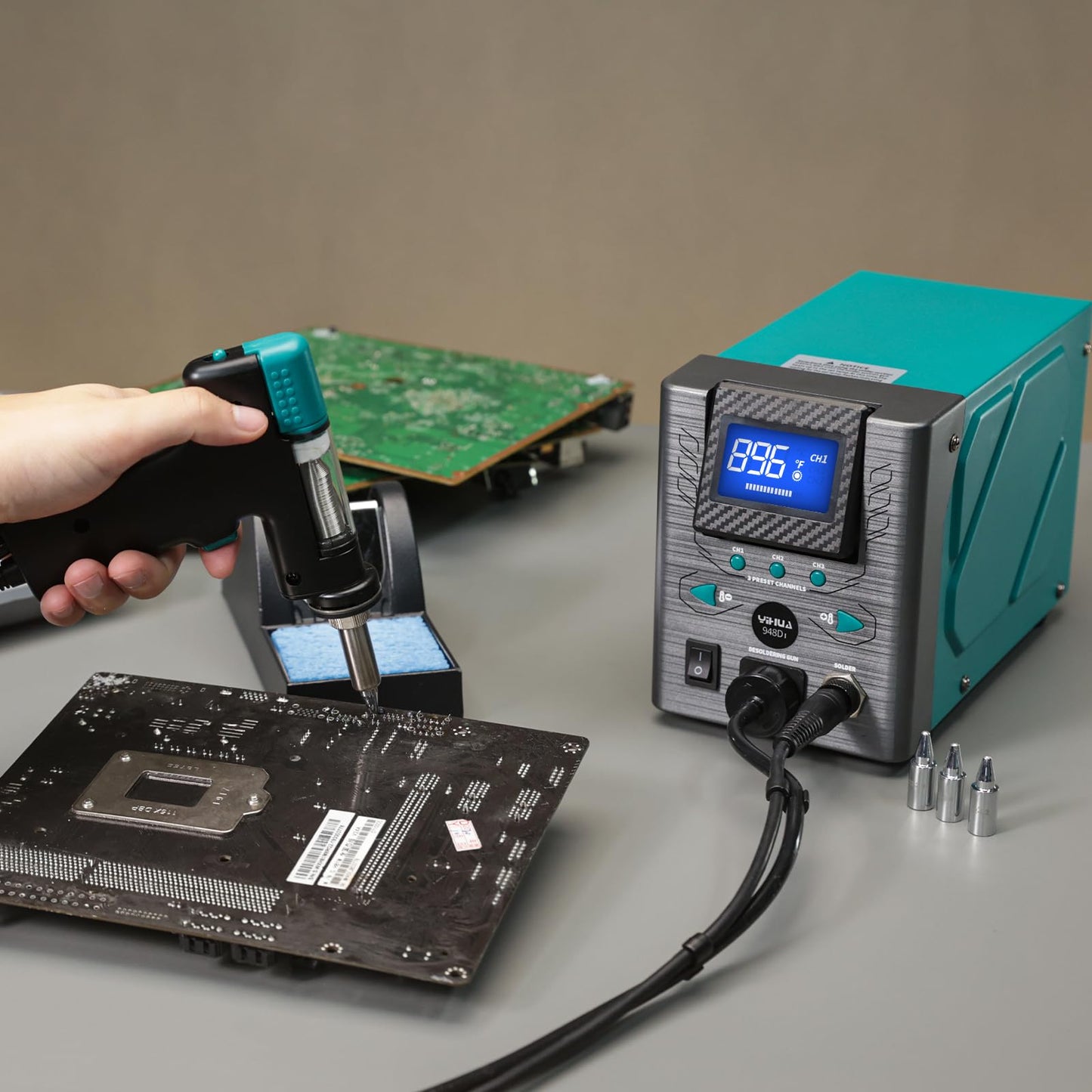 YIHUA 948D-I Desoldering Station 110W High Performance ESD-Safe with Temperature Control 716-896°F Adjustable, 3 Pre-set Channels, °C/°F Conversion, Auto Stand-by, Sleep Mode