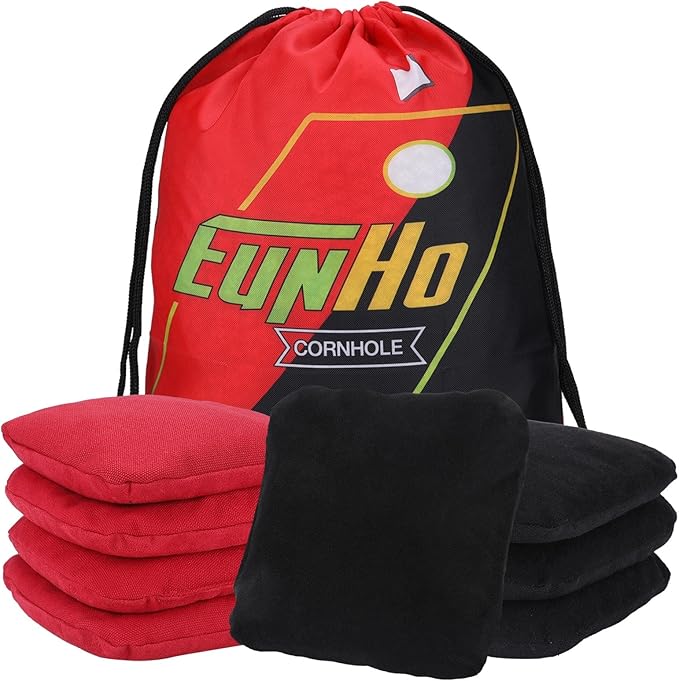 EunHo Dual Sided Cornhole Bags Regulation Set of 8 Professional Cornhole Bean Bags Slick and Stick for Tossing Game-All Weather
