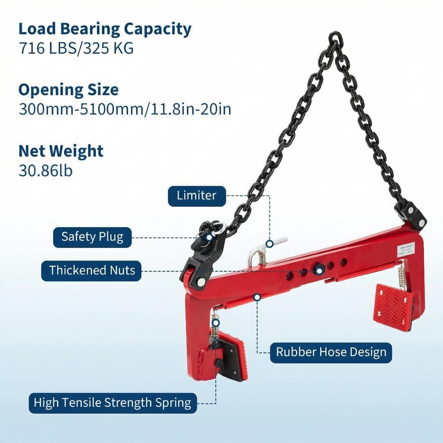 Stone Lifting Clamp 716LBS,Heavy Duty Granite Slab Lifter,30-51cm Adjustable Opening, Non-Slip Vertical Stone Clamp for Concrete Block Marble Slab Lifting Transportin