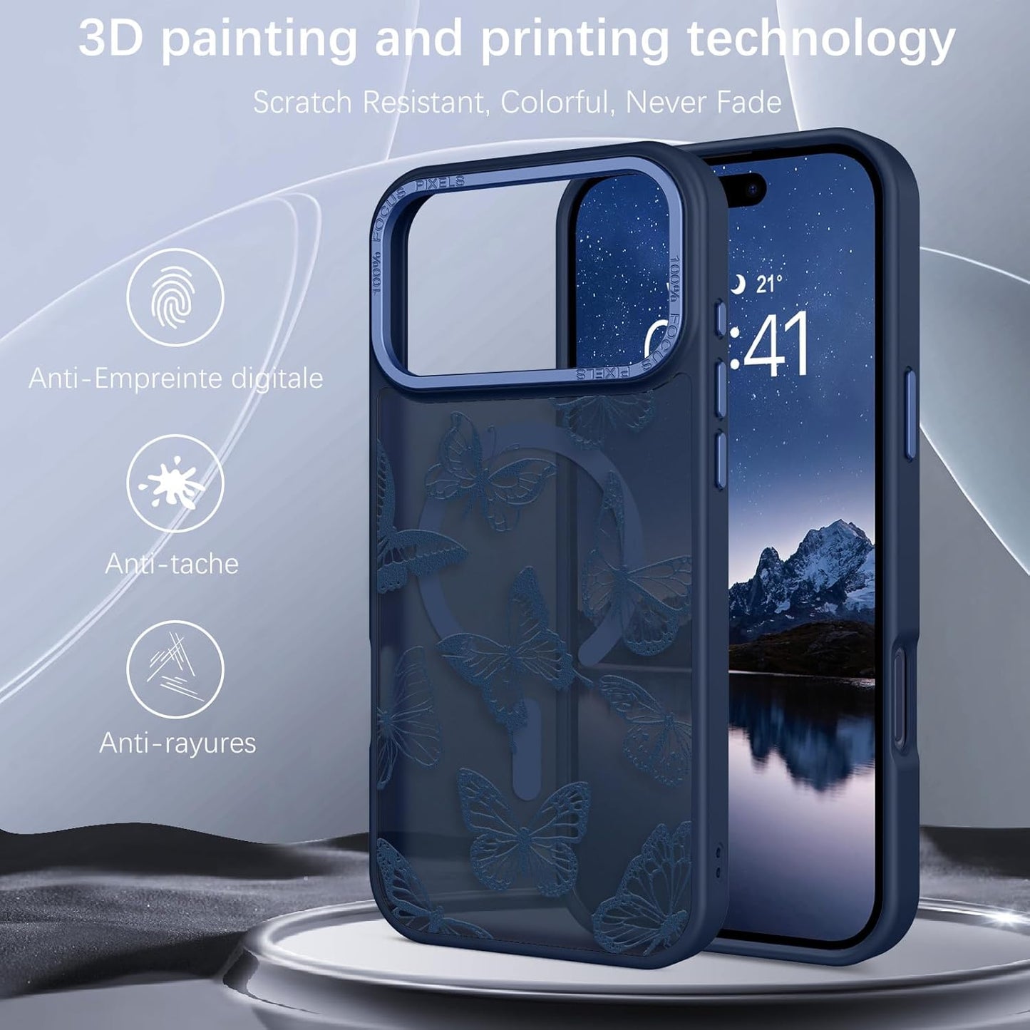 BENTOBEN 17 17 17Pro 6.3", for iPhone Pro Case, Cute Butterfly Pattern Magnetic Pro Phone Case [Compatible