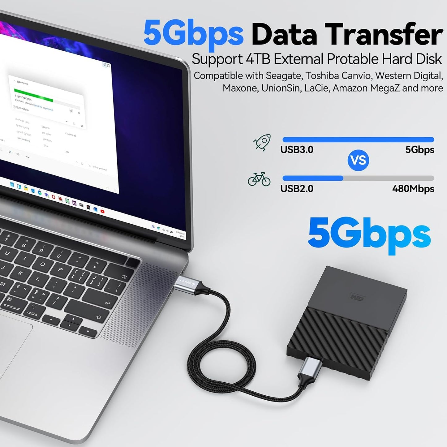 3.0 1.5 5 USB Micro B Cable FT, External Hard Drive Cable Gbps High-Speed USB A to Micro B Hard Drive Cord Compatible